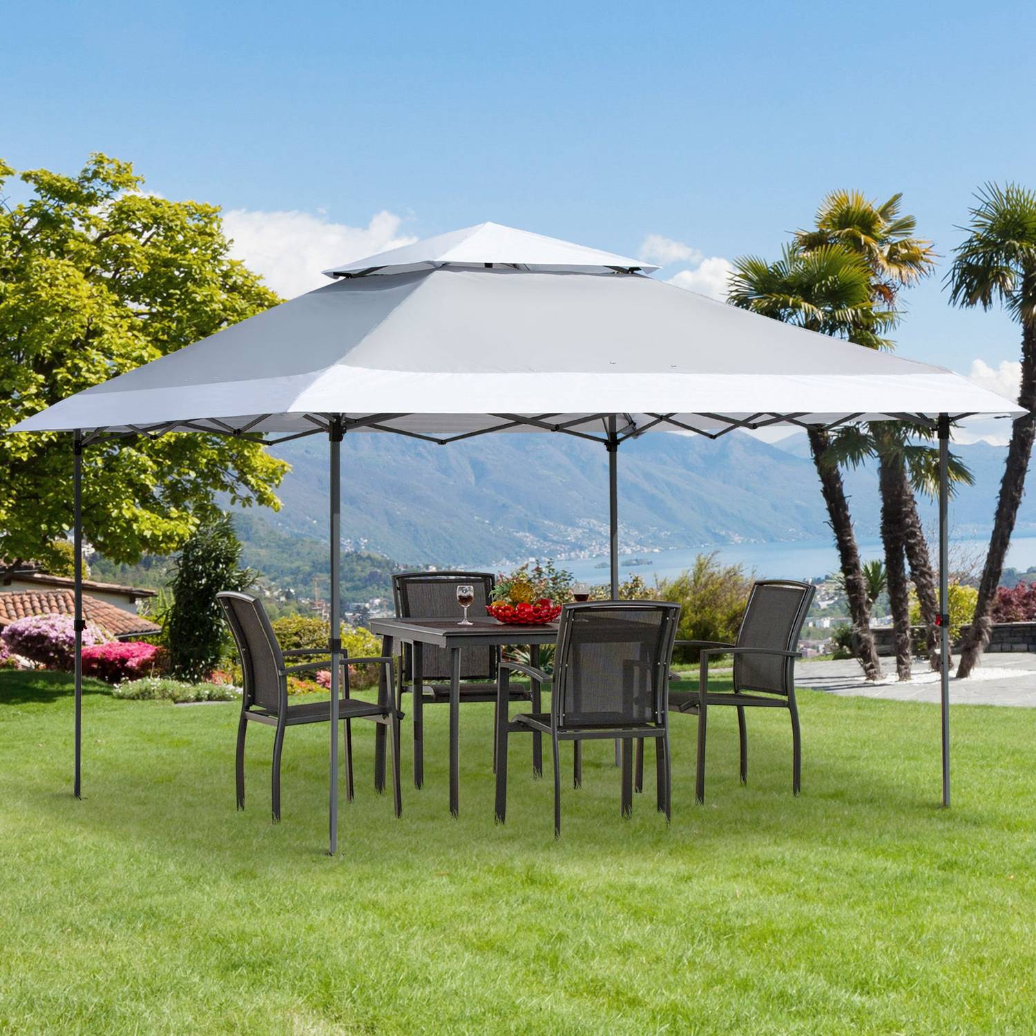Pop-Up Garden Gazebo 3,5x3,5m, UV-skydd, Oxford-tyg