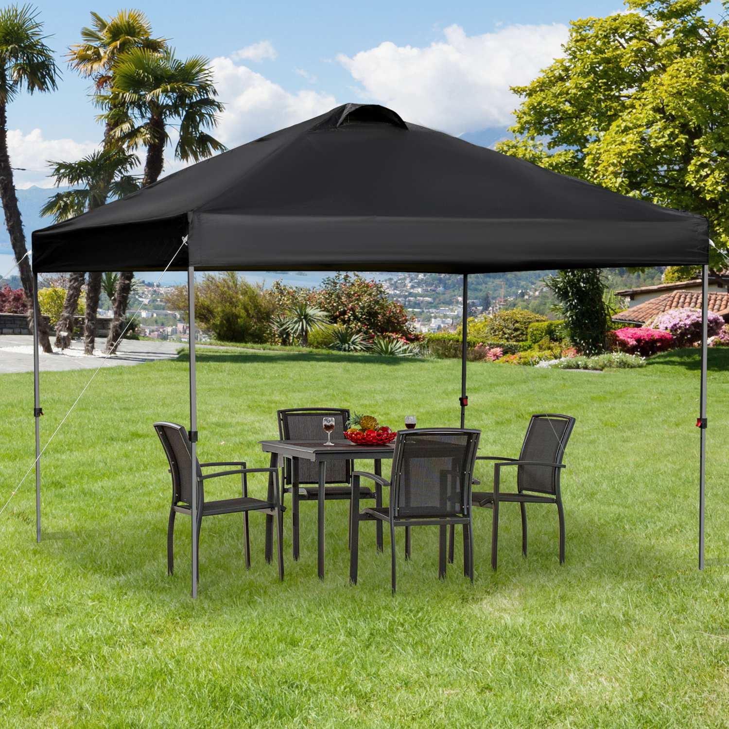 Pop-Up Garden Gazebo, 3x3m, UV-skydd, Svart