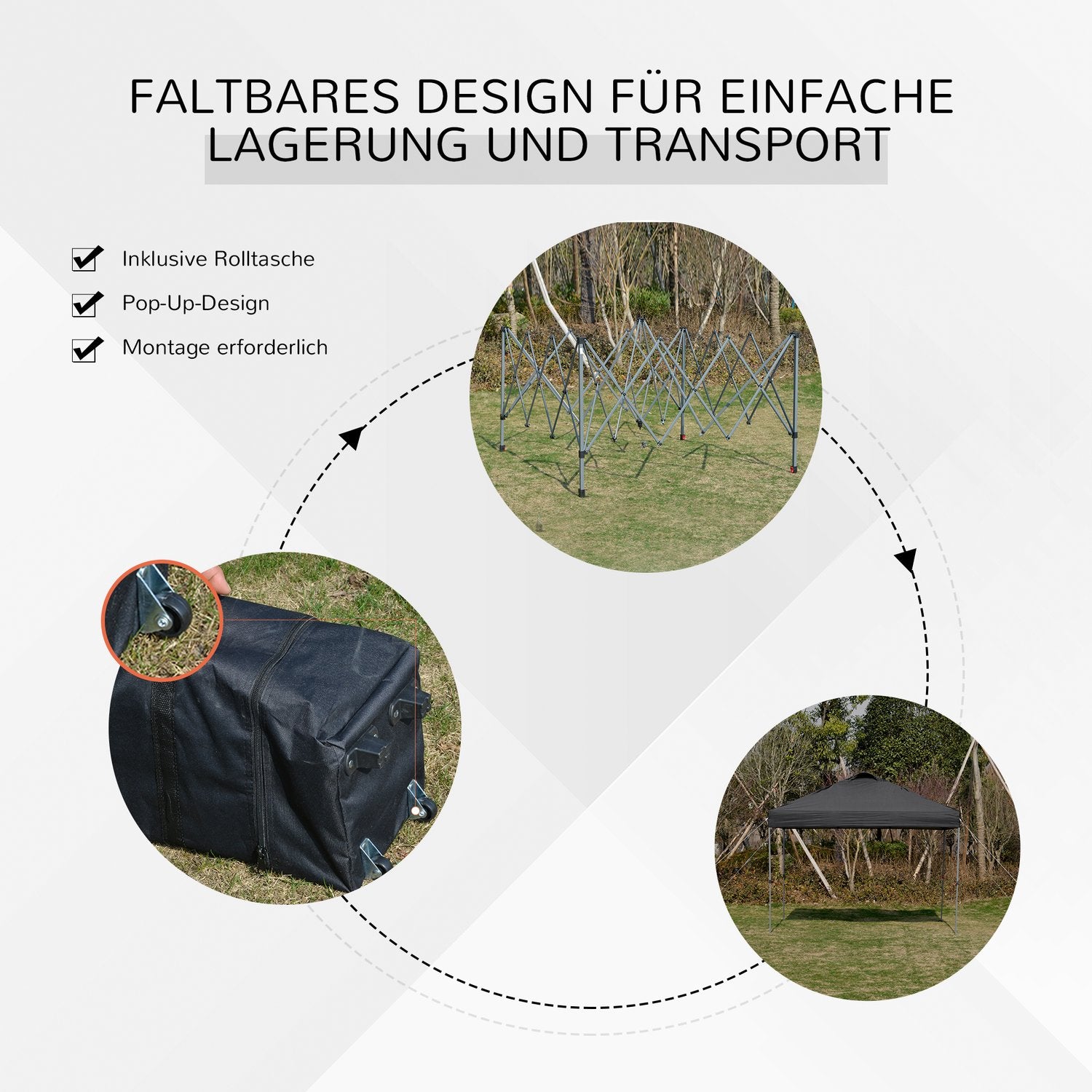 Pop-Up Garden Gazebo, 3x3m, UV-skydd, Svart