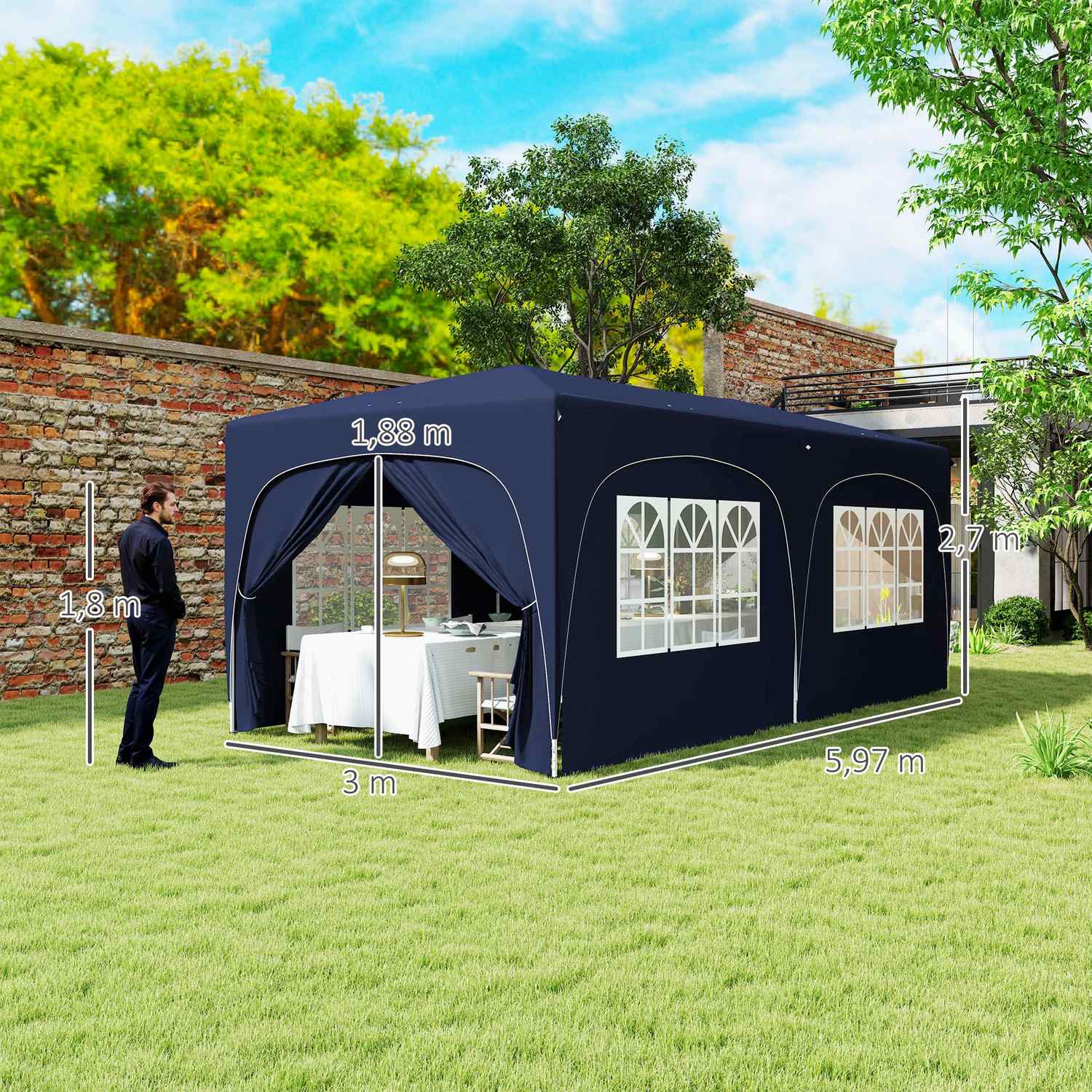 Párty stan Pop-Up, 3x6m, UV 50+, vodoodpudivý, tmavě modrý
