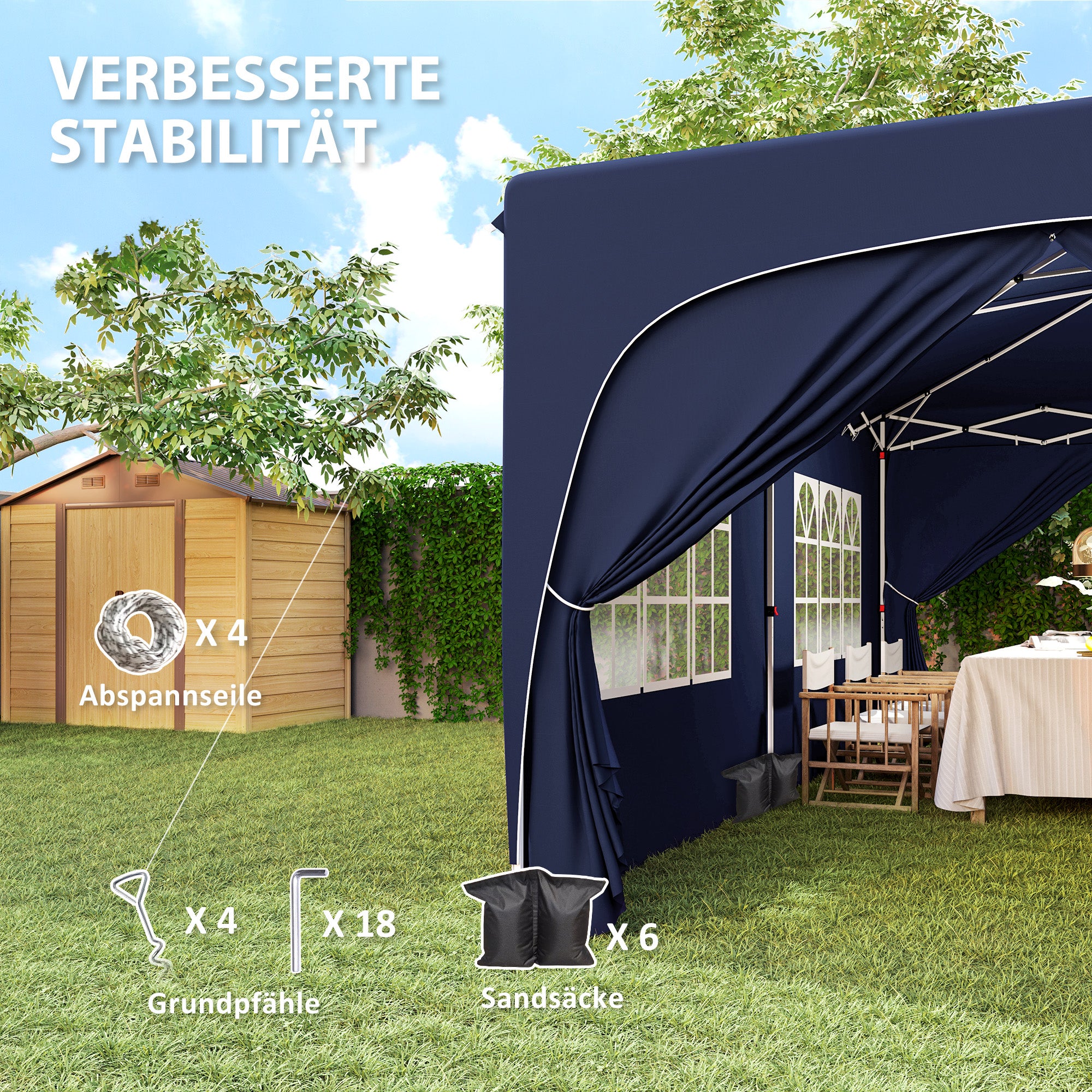 Párty stan Pop-Up, 3x6m, UV 50+, vodoodpudivý, tmavě modrý