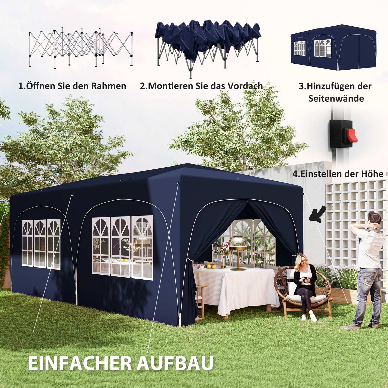 Párty stan Pop-Up, 3x6m, UV 50+, vodoodpudivý, tmavě modrý
