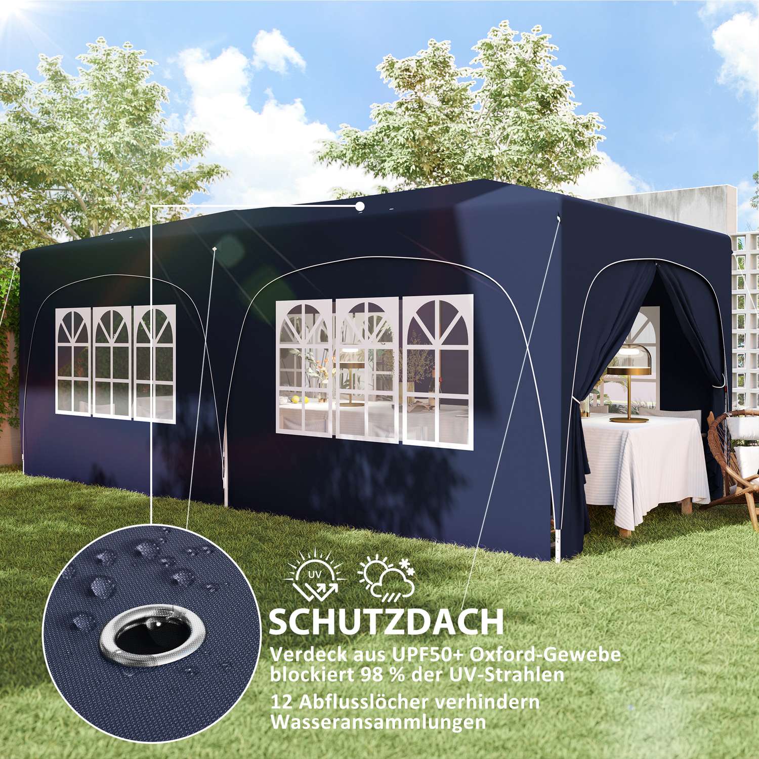 Párty stan Pop-Up, 3x6m, UV 50+, vodoodpudivý, tmavě modrý