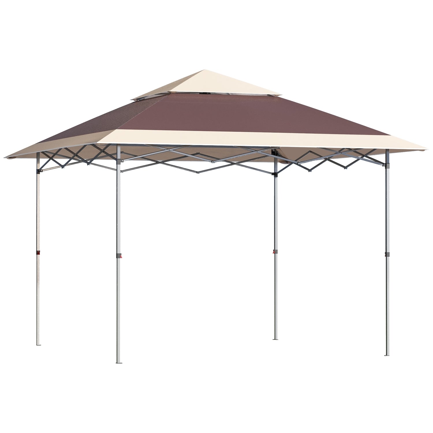 Pop-Up Gazebo-tält, 3,6x3,6m, mörkbrunt & kaki