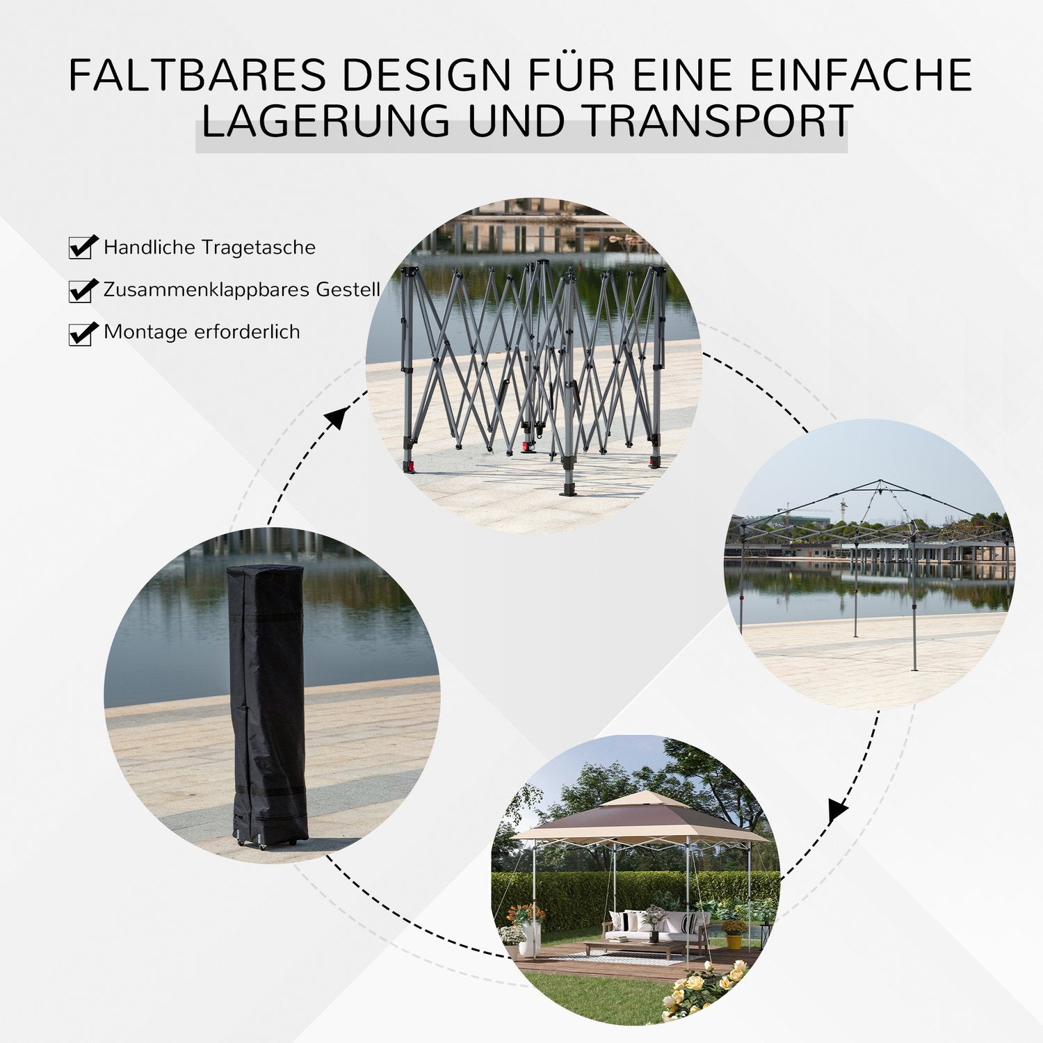 Pop-Up Gazebo-tält, 3,6x3,6m, mörkbrunt & kaki