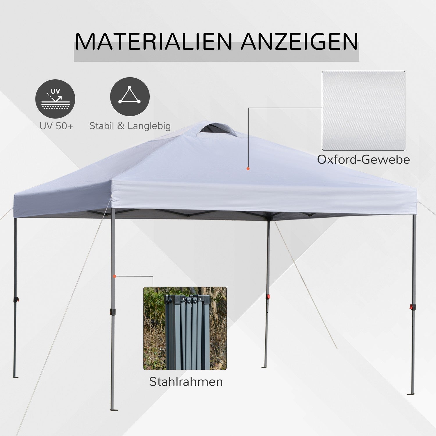 Pop-Up White Garden Gazebo 2,95m UV-skydd
