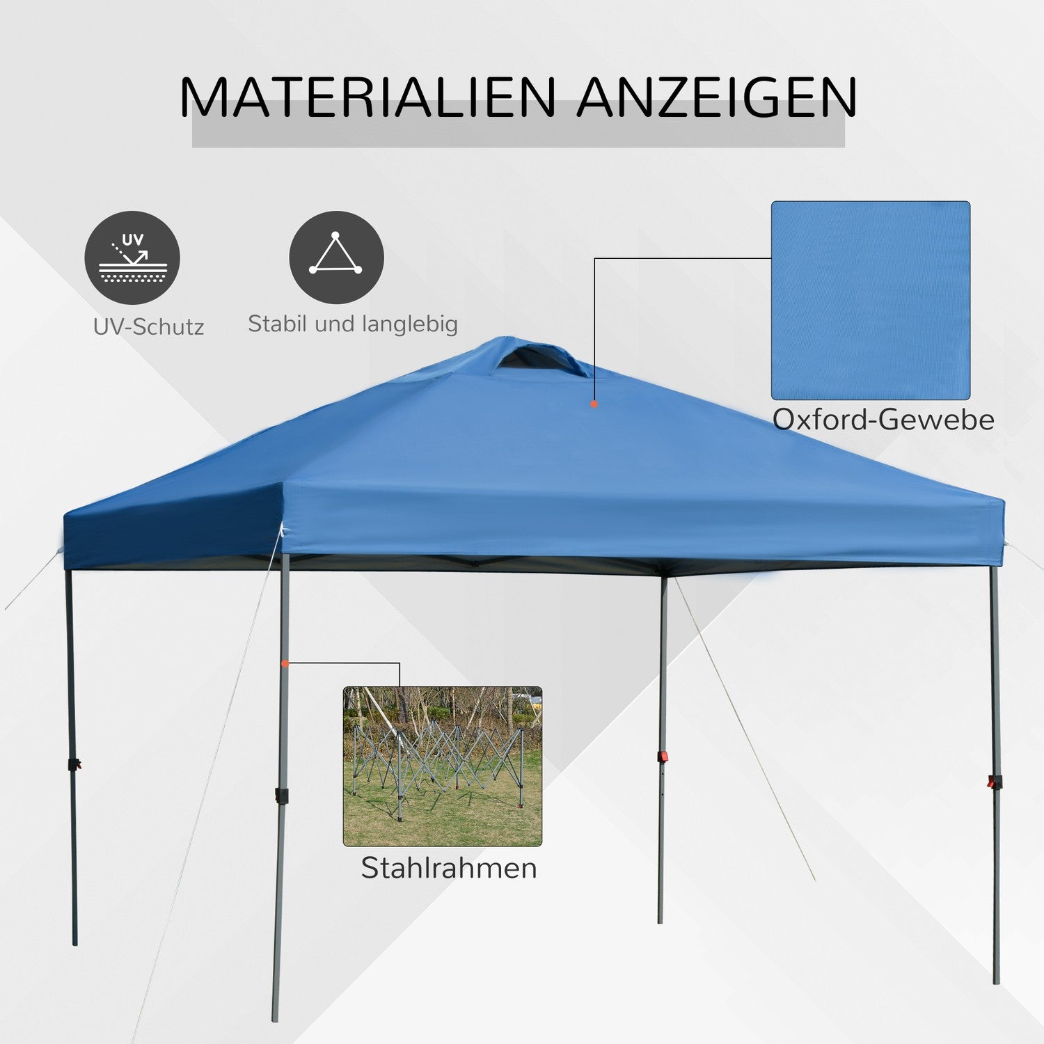 Pop-up fällbart lusthus 3x3m, Vattentät, Vintertät, Blå