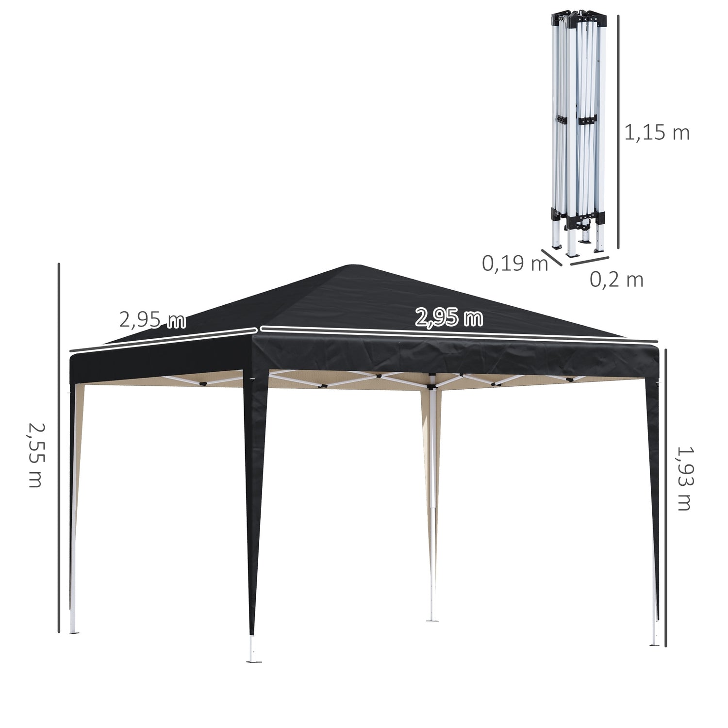 Skládací altán 3x3m, vodoodpudivý, odolný vůči zimě, s UV ochranou