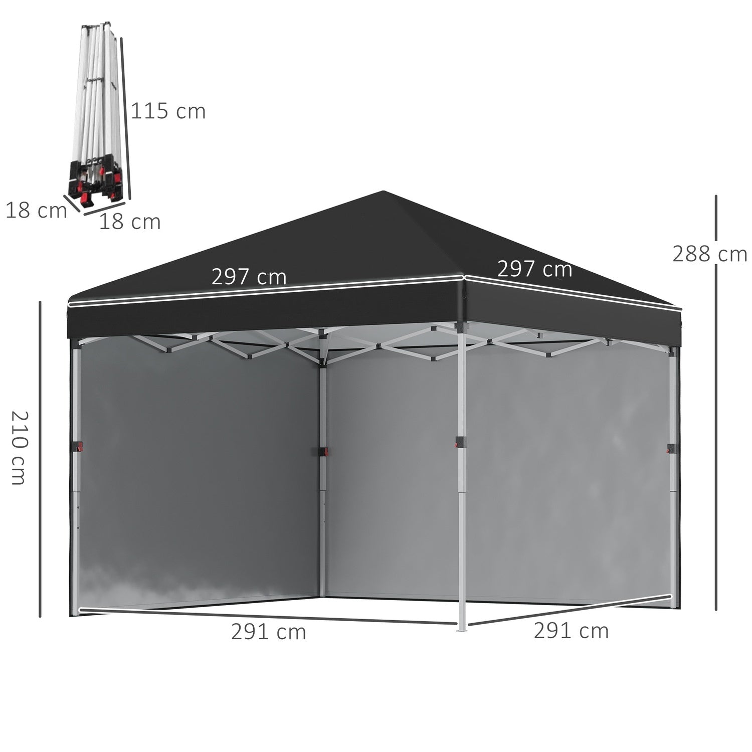 Skládací stan 2,97x2,97m s bočními stěnami a UV ochranou