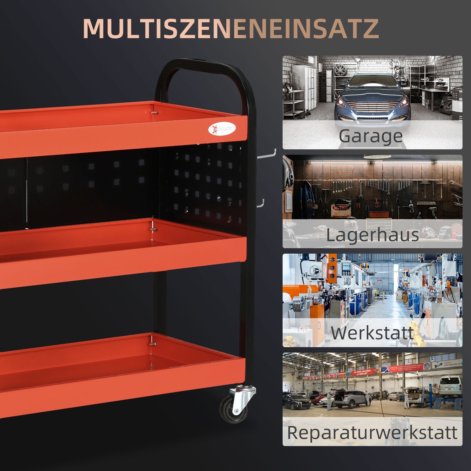 Röd garagehylla – 100 kg lastkapacitet