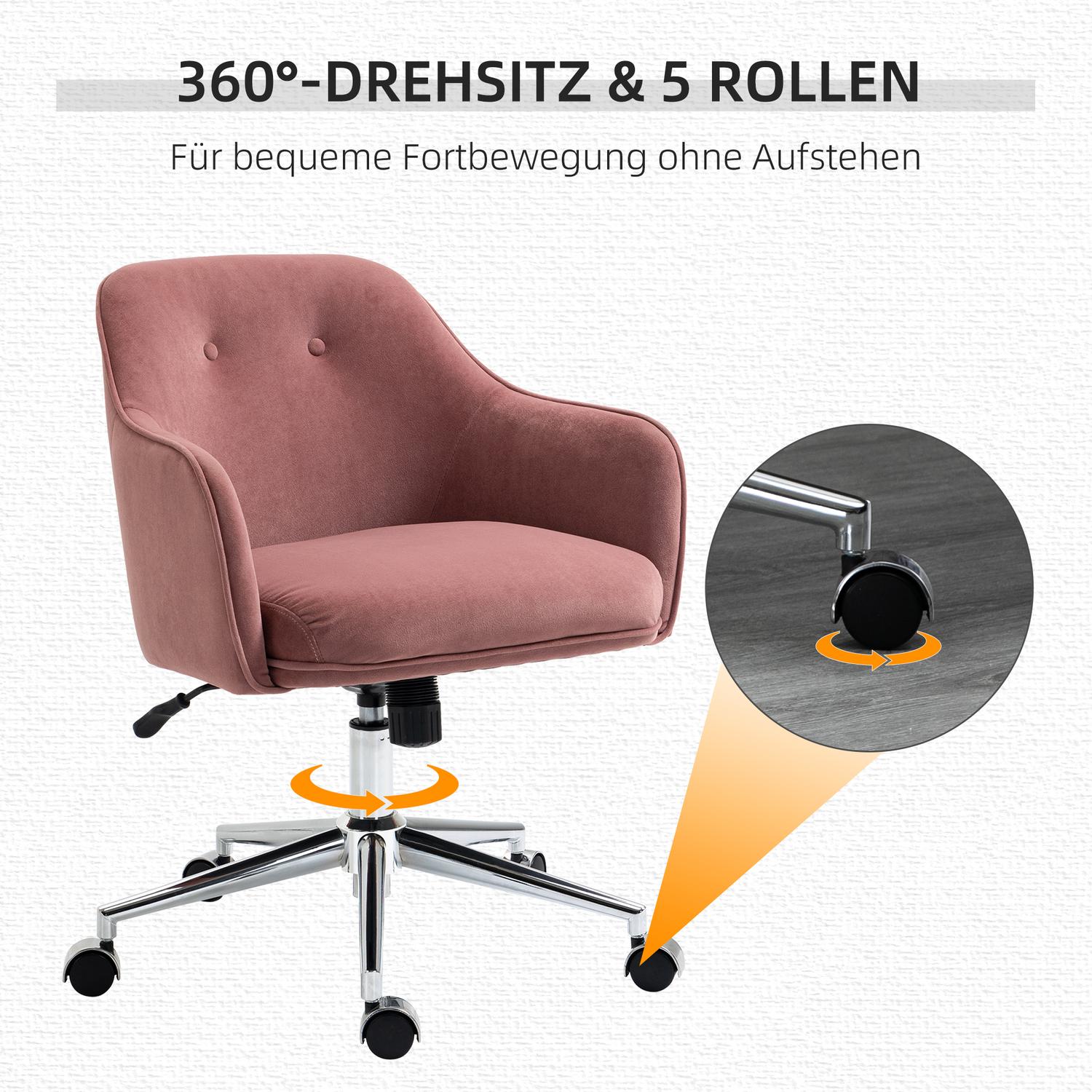 Red Velvet Kontorsstol med Rocker, justerbar höjd