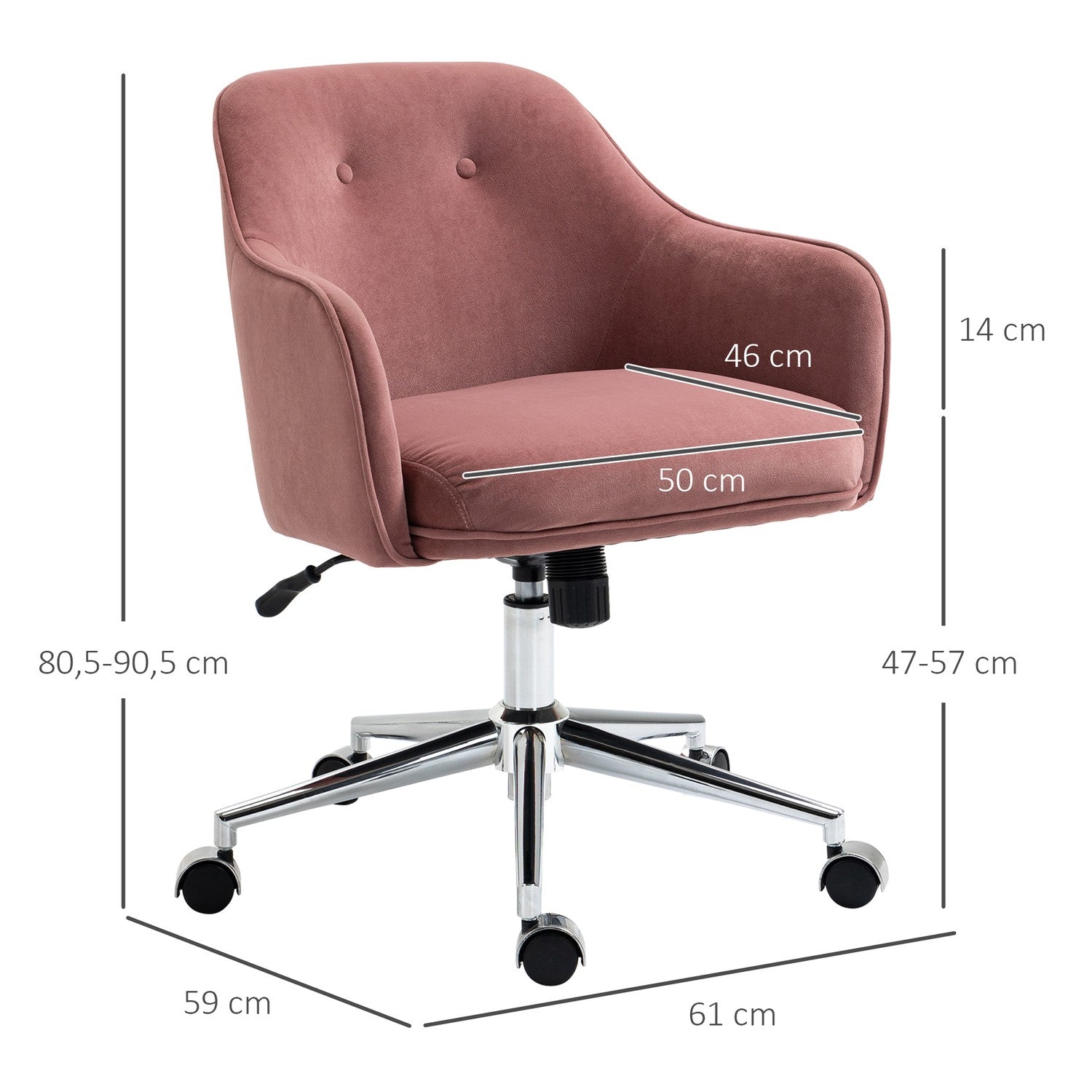 Red Velvet Kontorsstol med Rocker, justerbar höjd