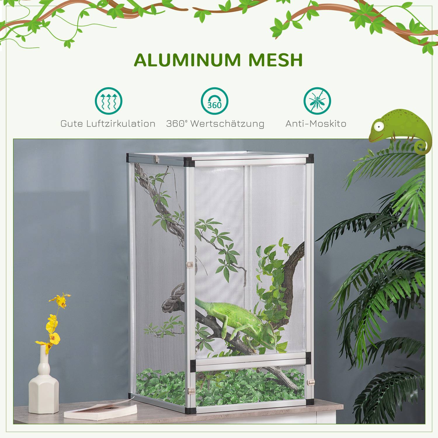 Reptiluppfödningslåda – Aluminium, 45x45x80 cm