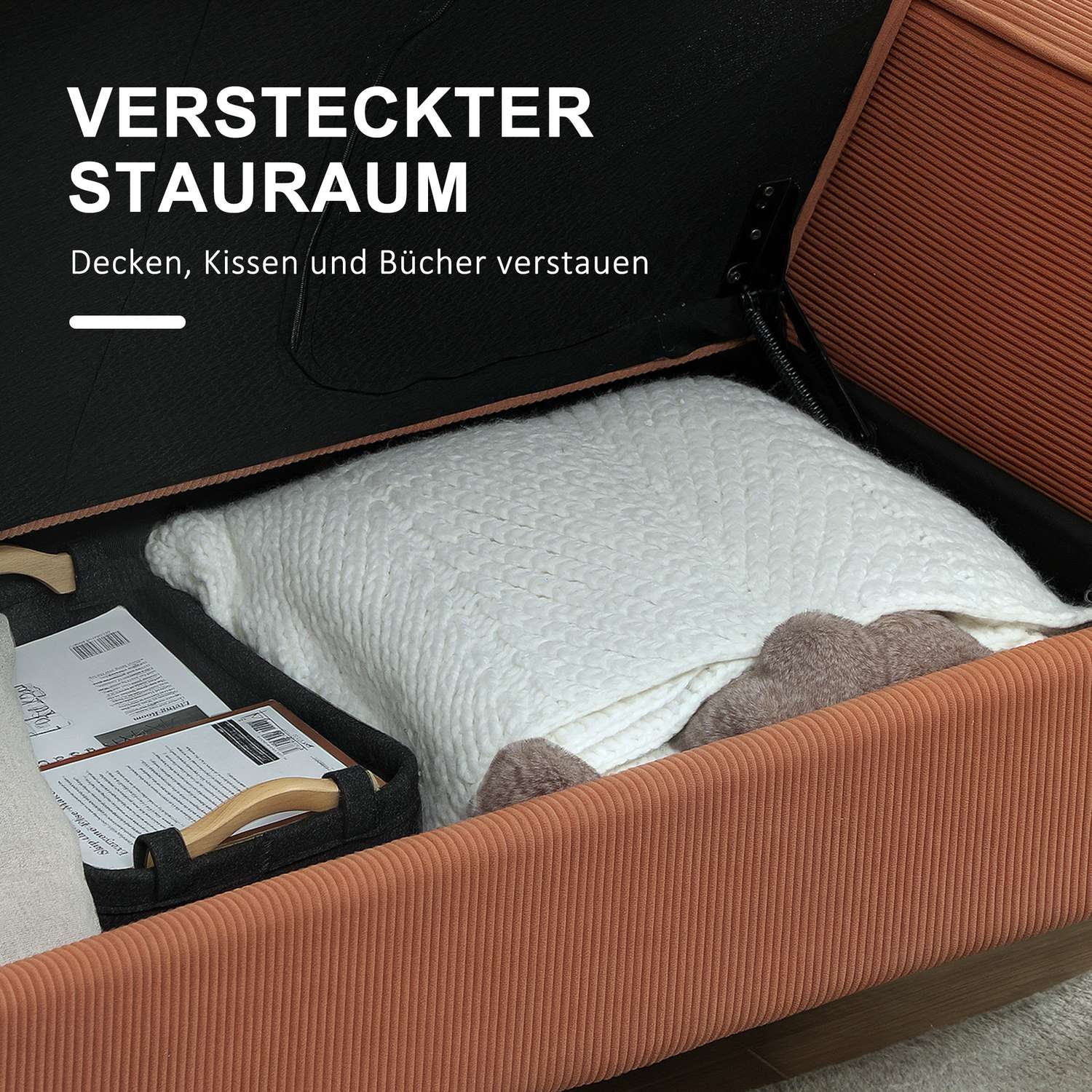 Rosa 2-sits soffa med förvaring, modern klädd design