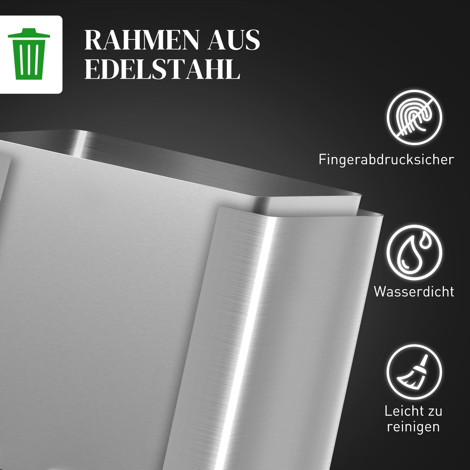 Rostfritt stålsoptunna 40L – Dubbla mjukstängande fack