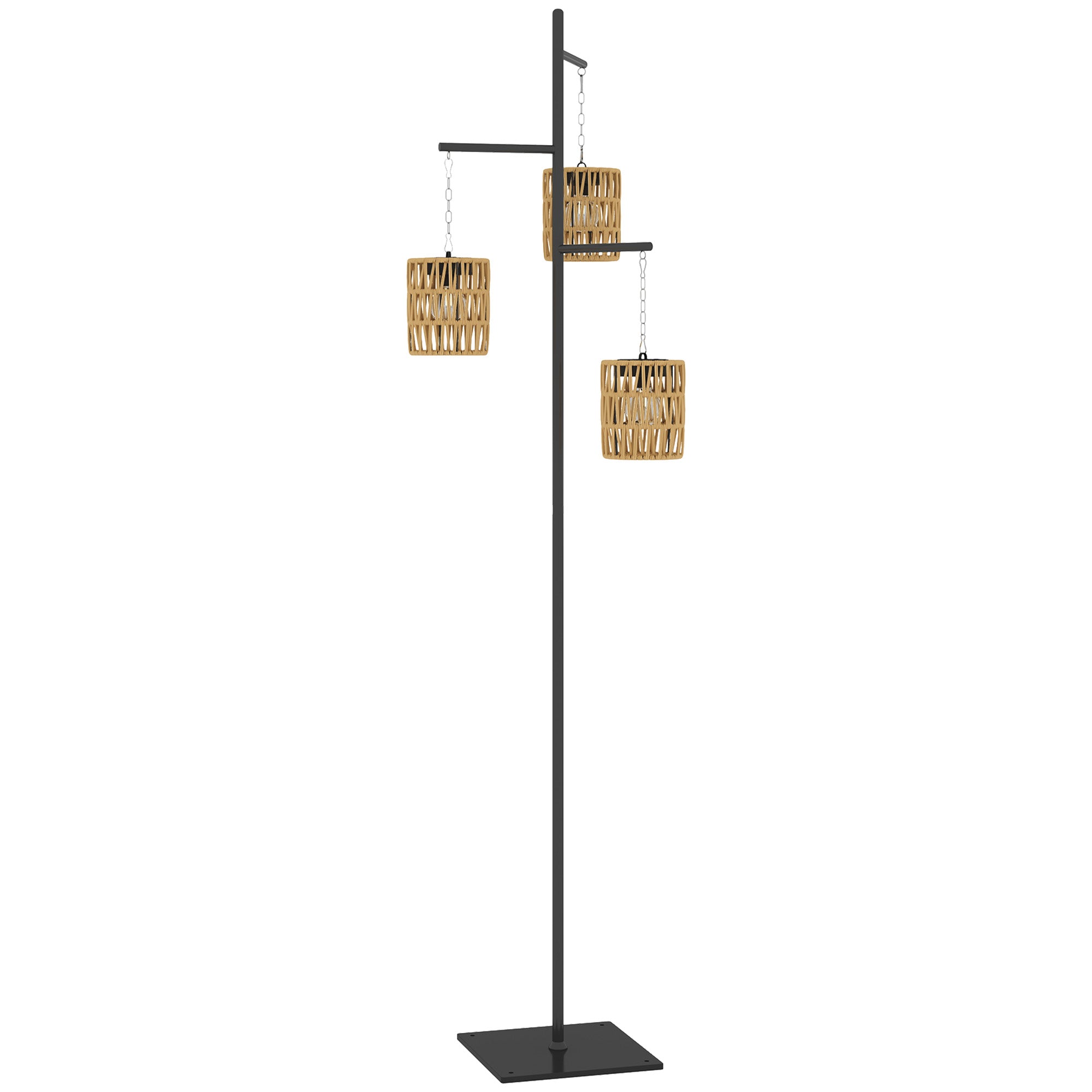 Ratanová solární stojací lampa se světelným senzorem, voděodolná IP44
