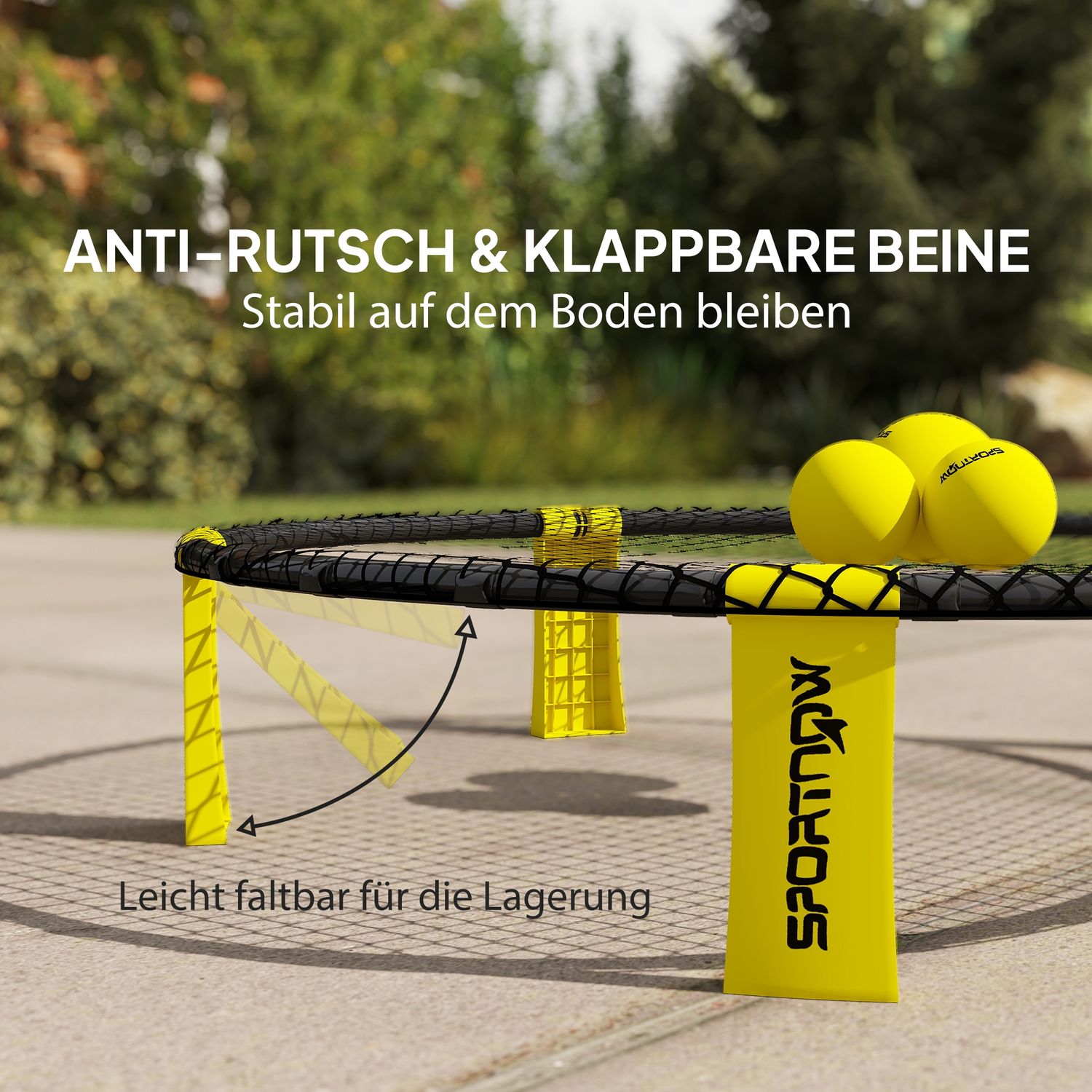 Roundnet Set Spelset med leknät 3 bollar bärväska boll pump spikeball set Ø92 x 20 cm gul