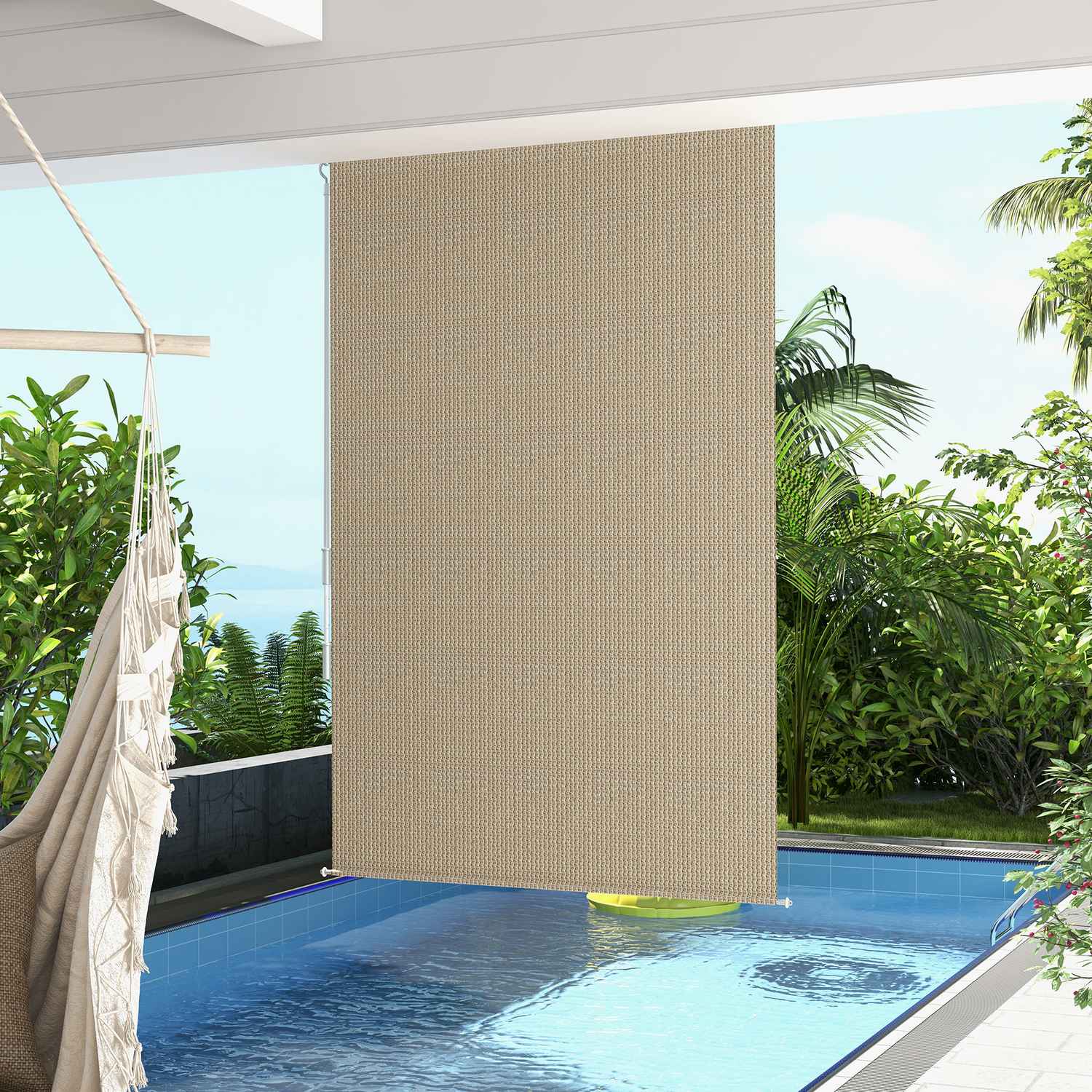 Rullgardin för utomhusbruk, Blackout Privacy Screen, 120x185 cm, Beige