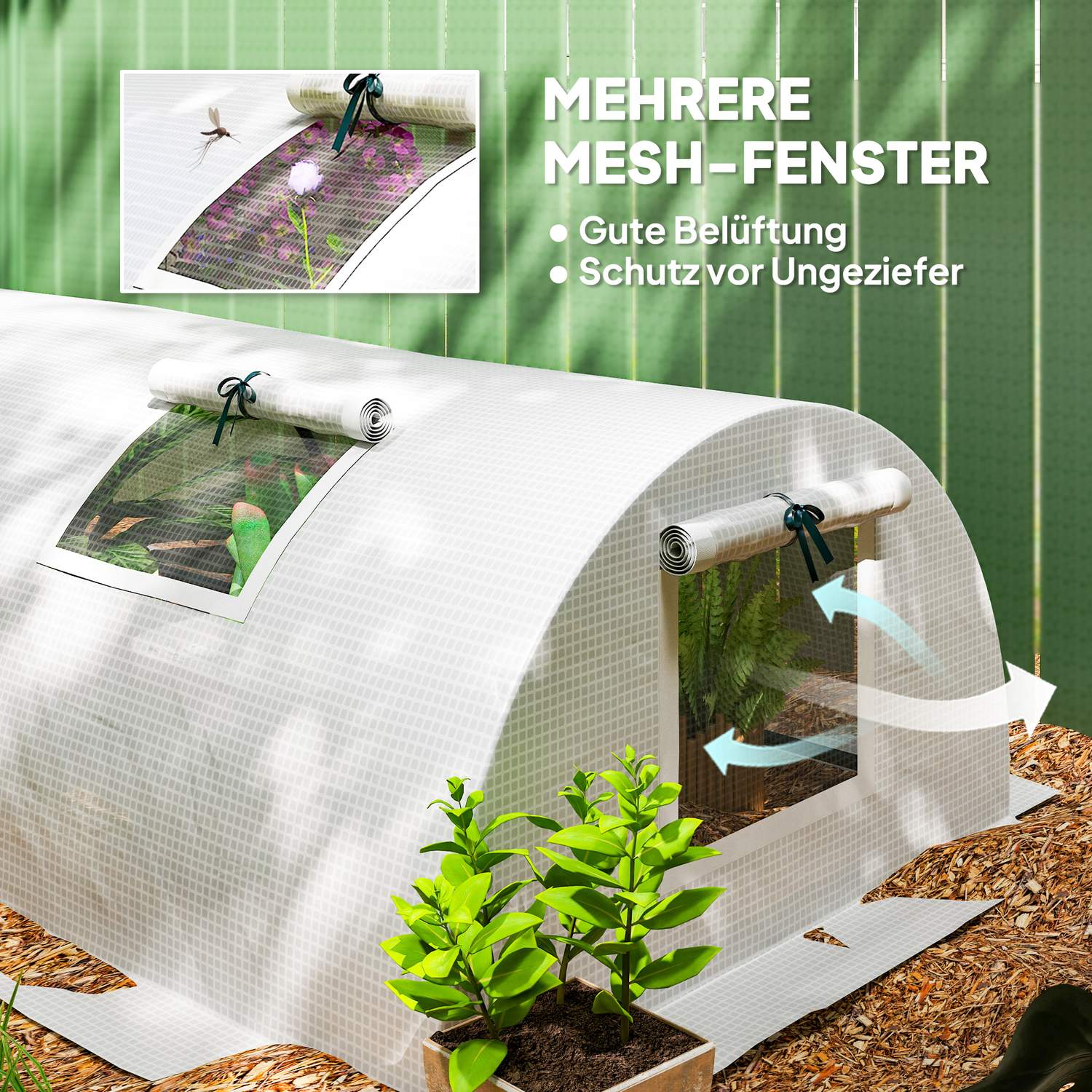 Runda taktomatväxthus, UV-skyddat, 300x80x45 cm