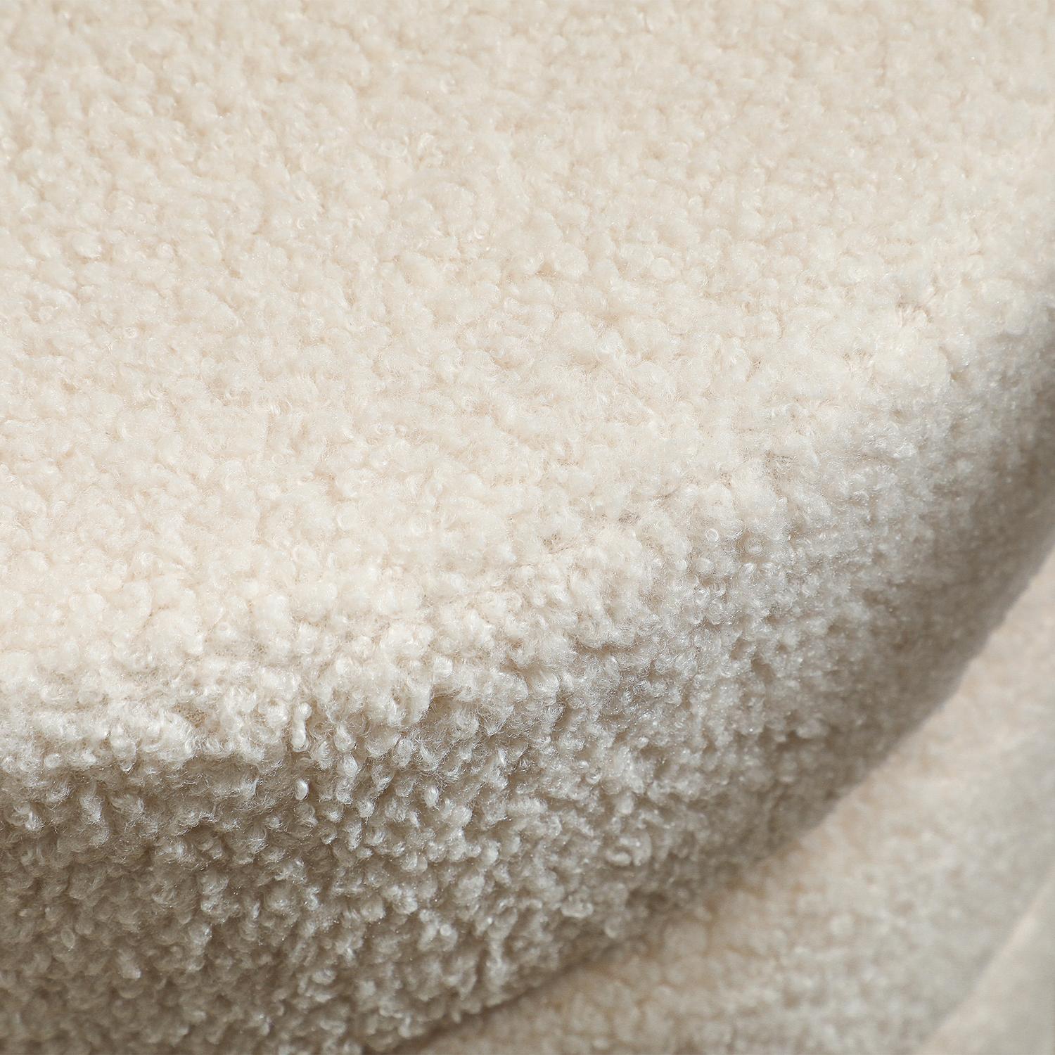 Rund ottoman, Teddy Fleece, 120 kg Kapacitet, Beige