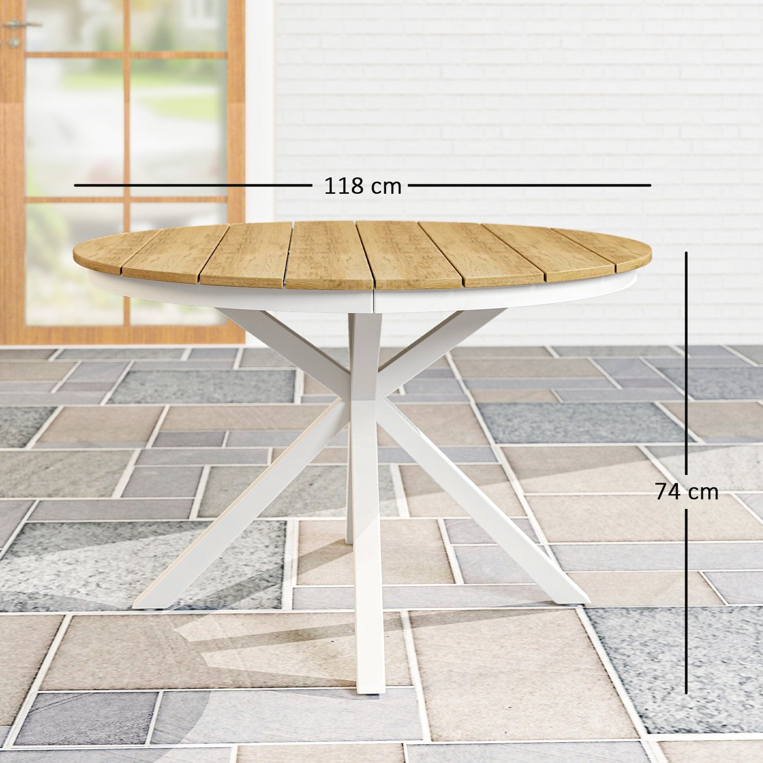 Kulatý hliníkový zahradní stůl Ø118 cm odolný vůči povětrnostním vlivům