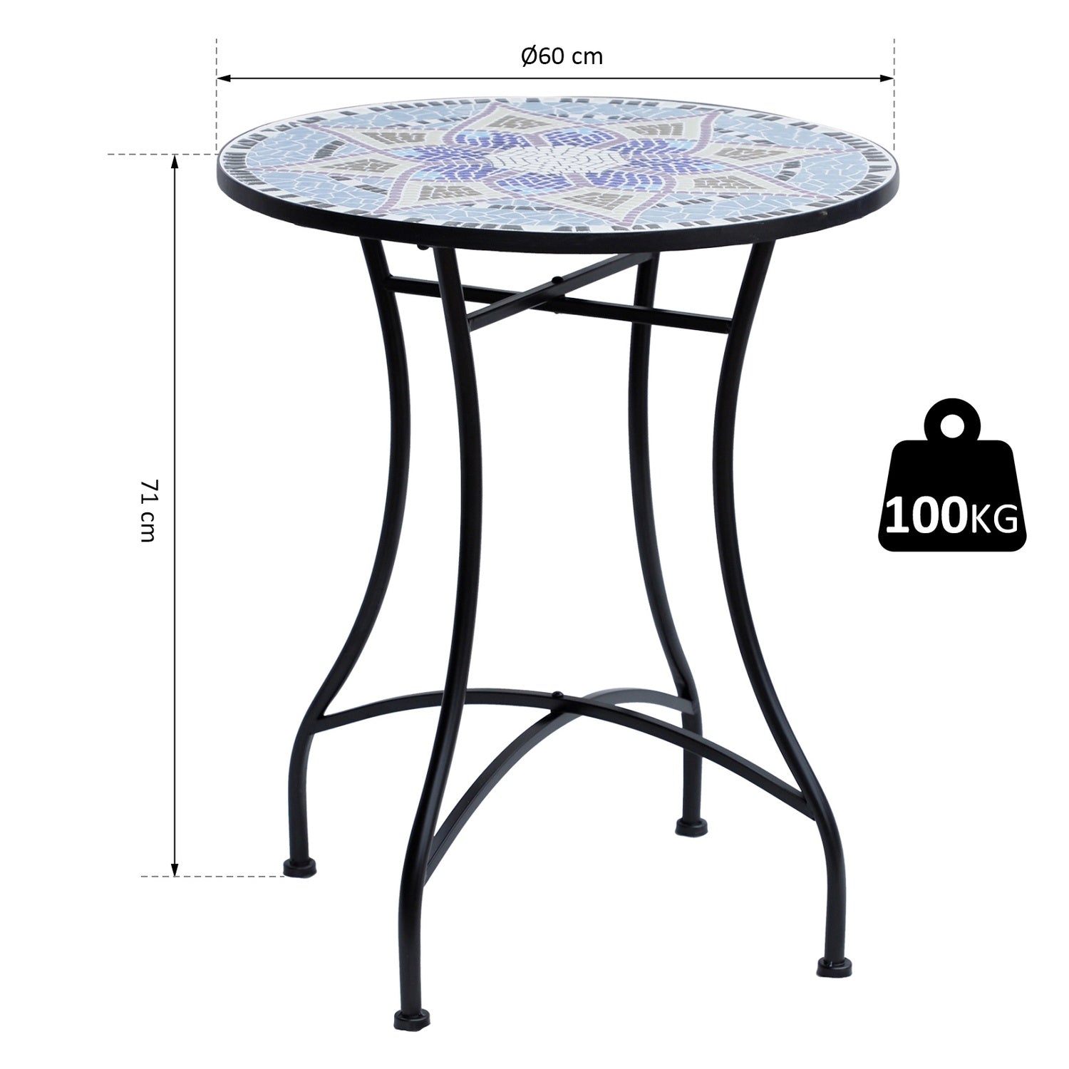 Runt Trädgårdsbalkongbord – Ø60 x H71 cm