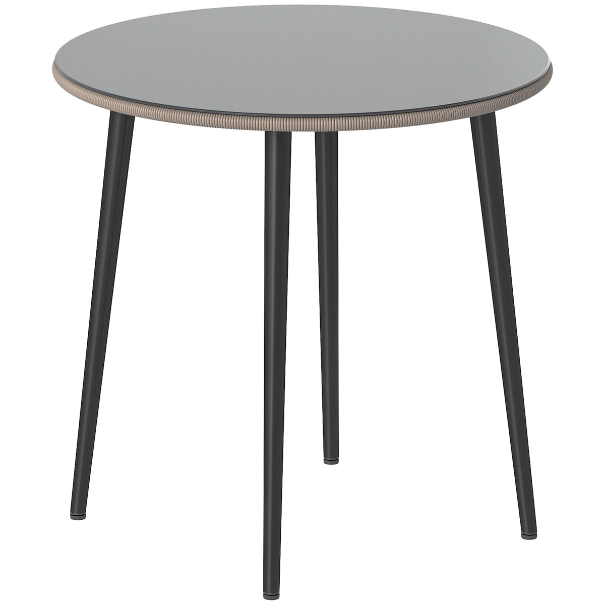 Kulatý jídelní stůl pro venkovní použití, 80 cm, sklo a ratan