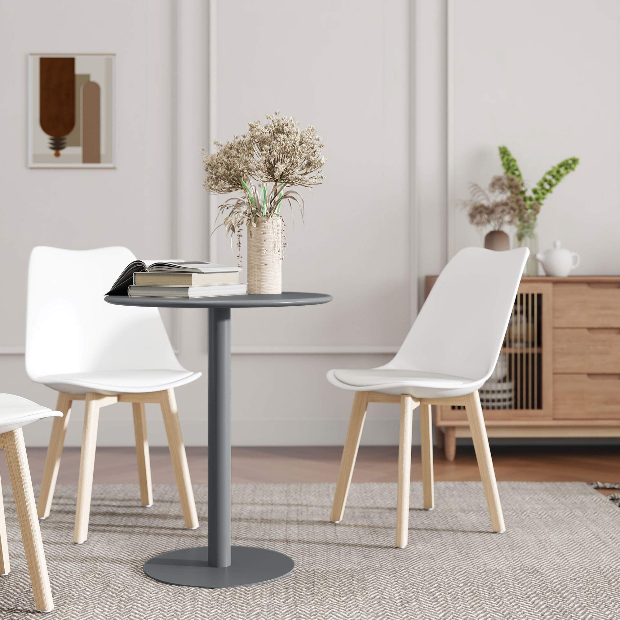 Runt matbord i stål för 2 – Kompakt, modern design