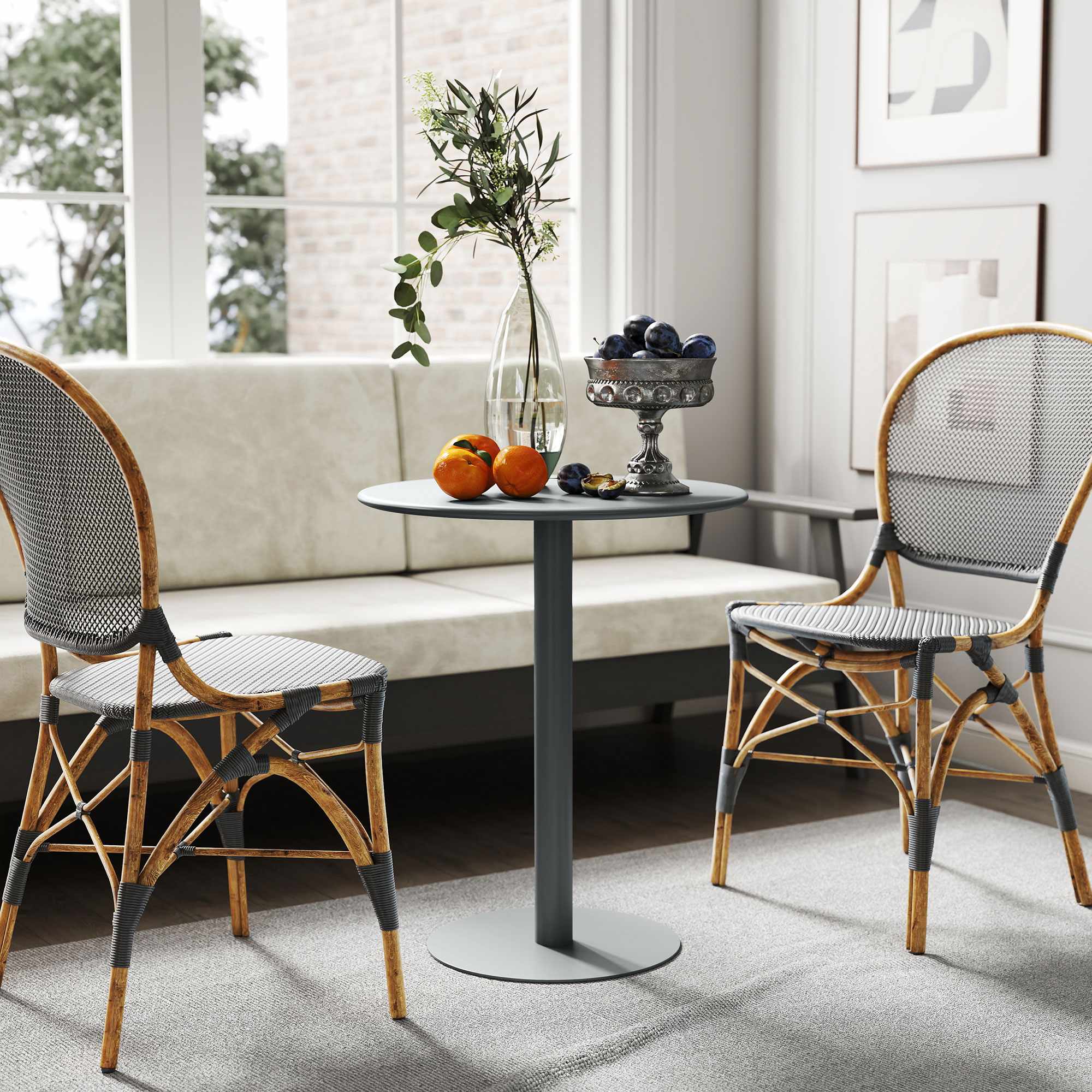 Runt matbord i stål för 2 – Kompakt, modern design