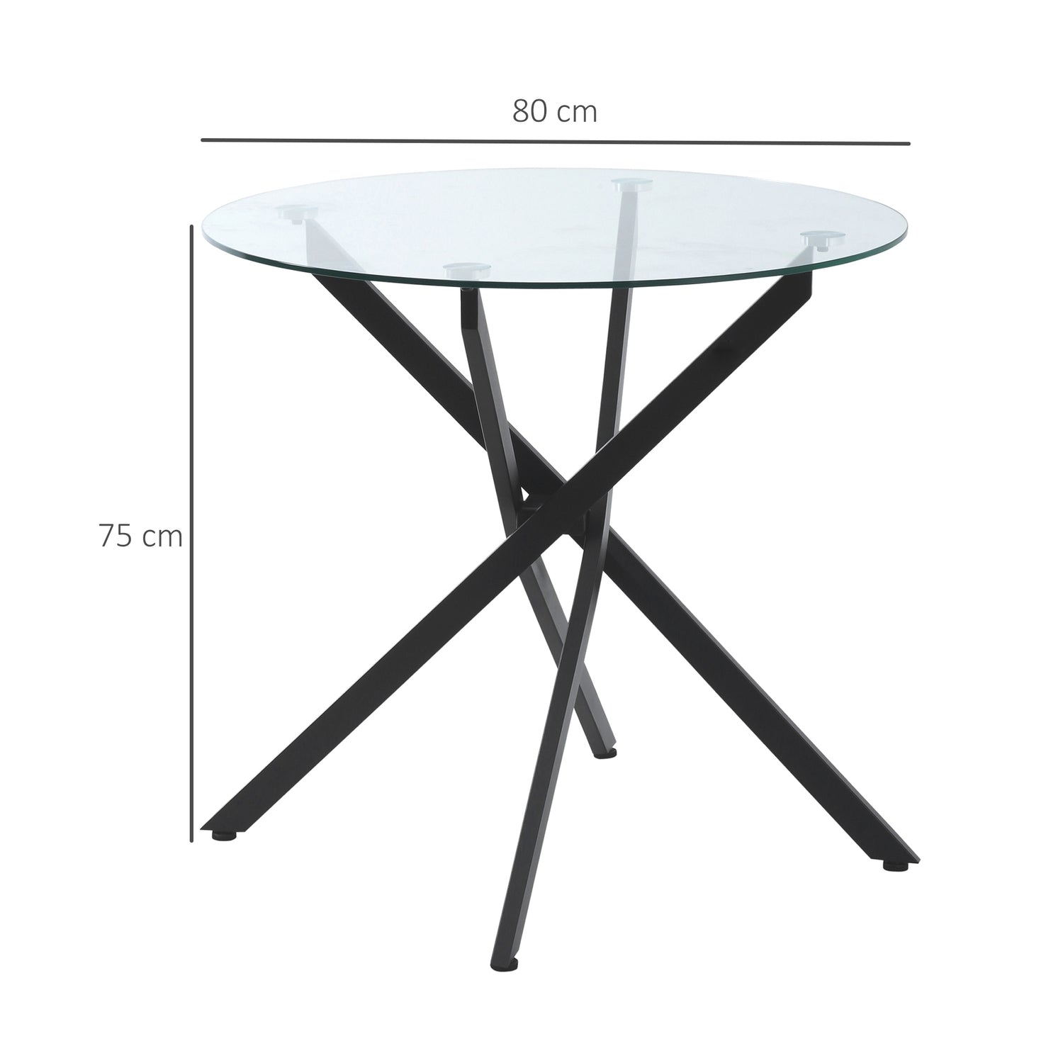 Runt soffbord i glas – svart, metallstomme, 80 cm
