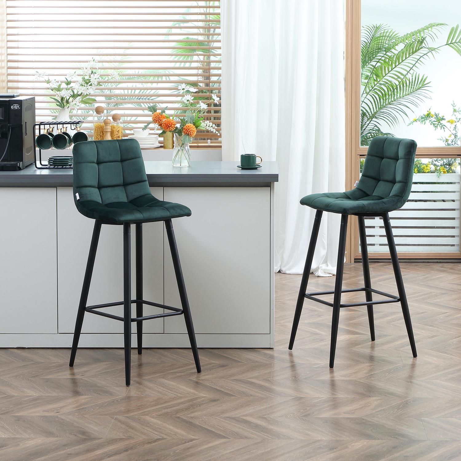 Sametové barové židle, sada 2 ks, protiskluzové, moderní design