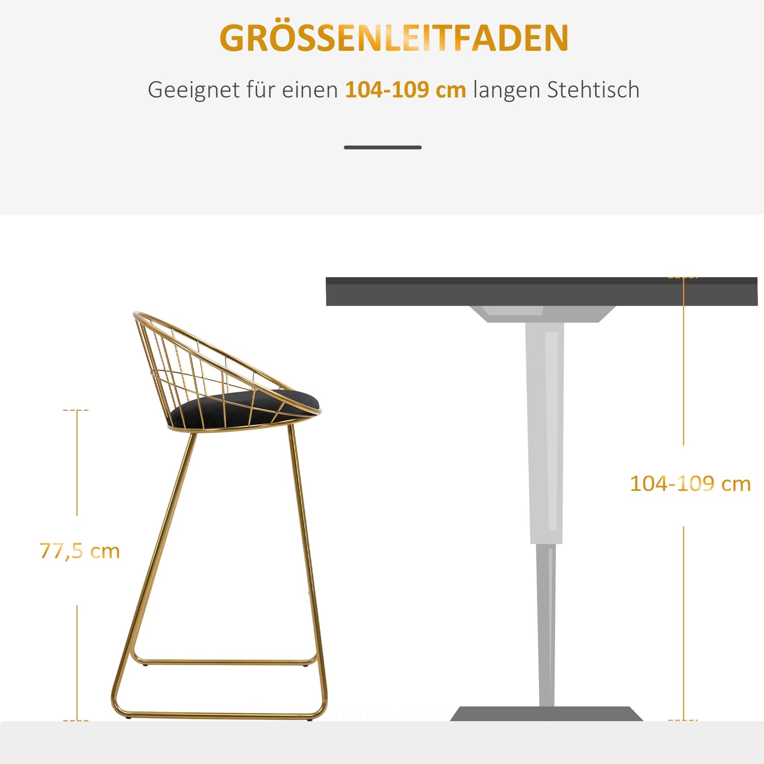 Sammetsbarstolsset, kökspallar med ryggstöd, guld/svart