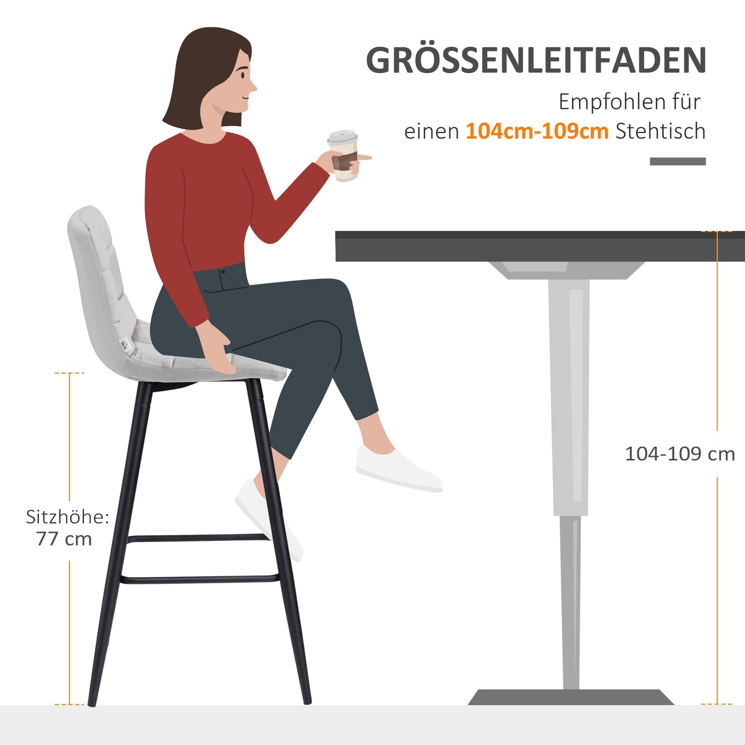 Sammetsbänkspall med fotstöd, set om 2 – ljusgrå