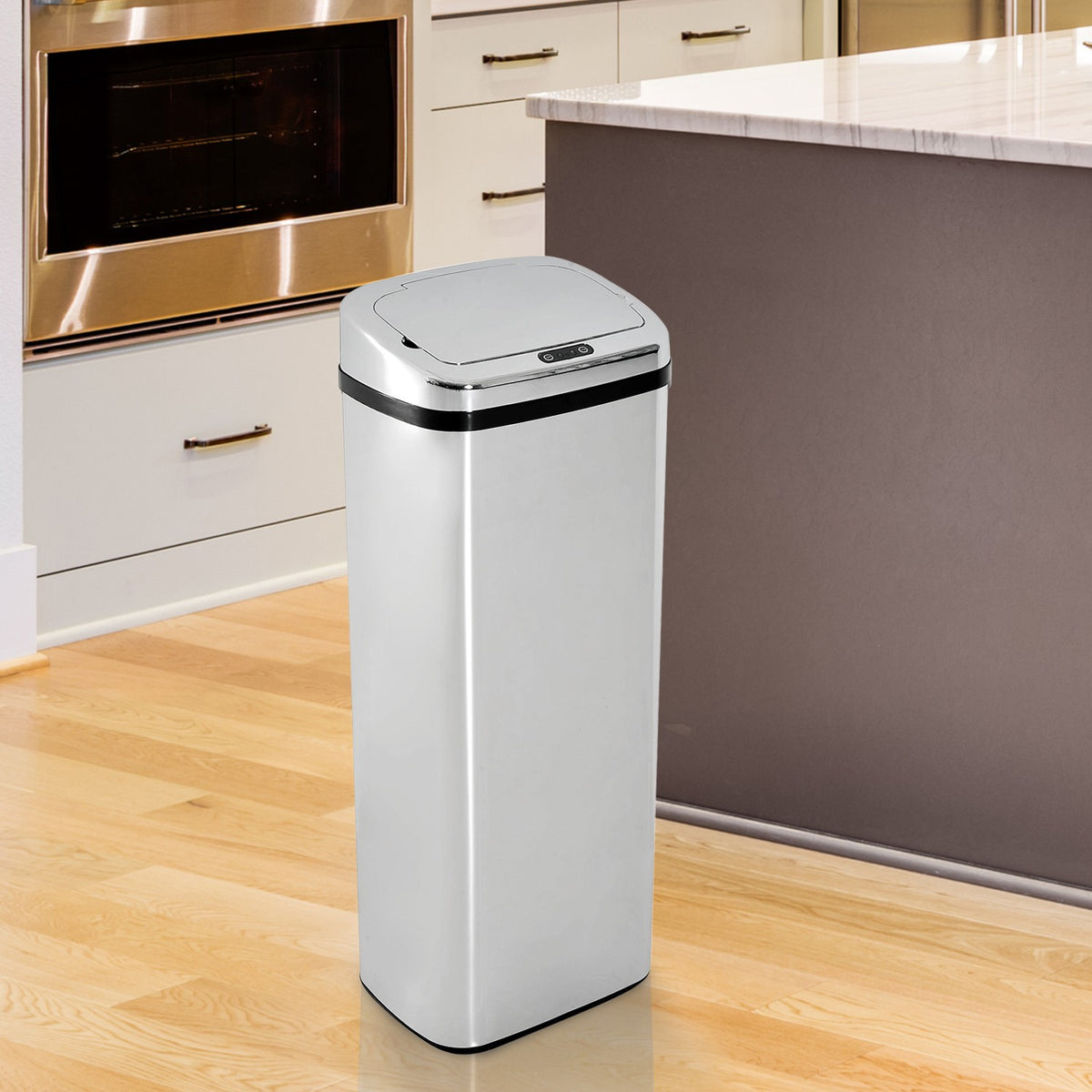 Kuchyňský koš se senzorem, nerezová ocel, 50L/68L, stříbrný