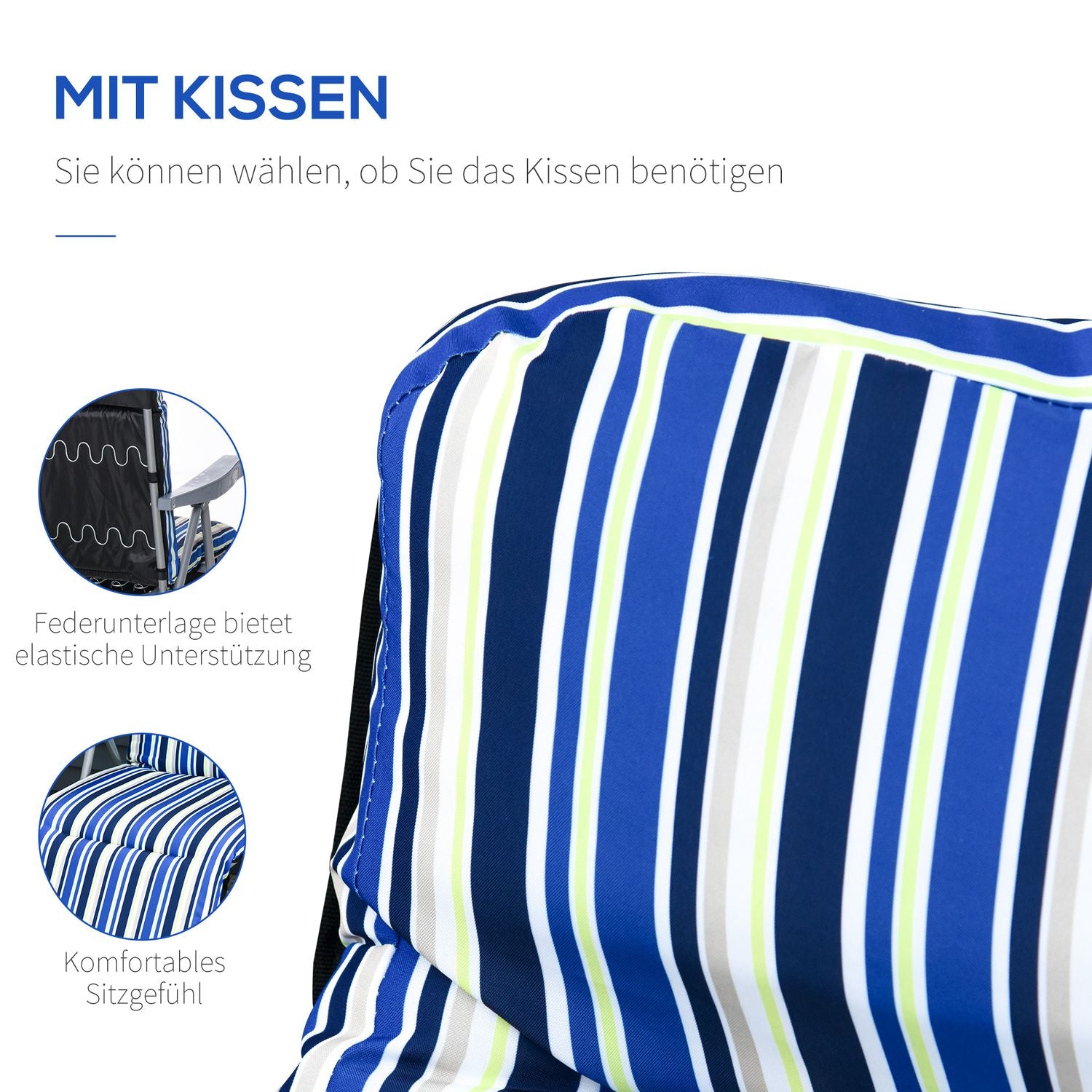 Set med 2 blå solstolar, hopfällbara och justerbara