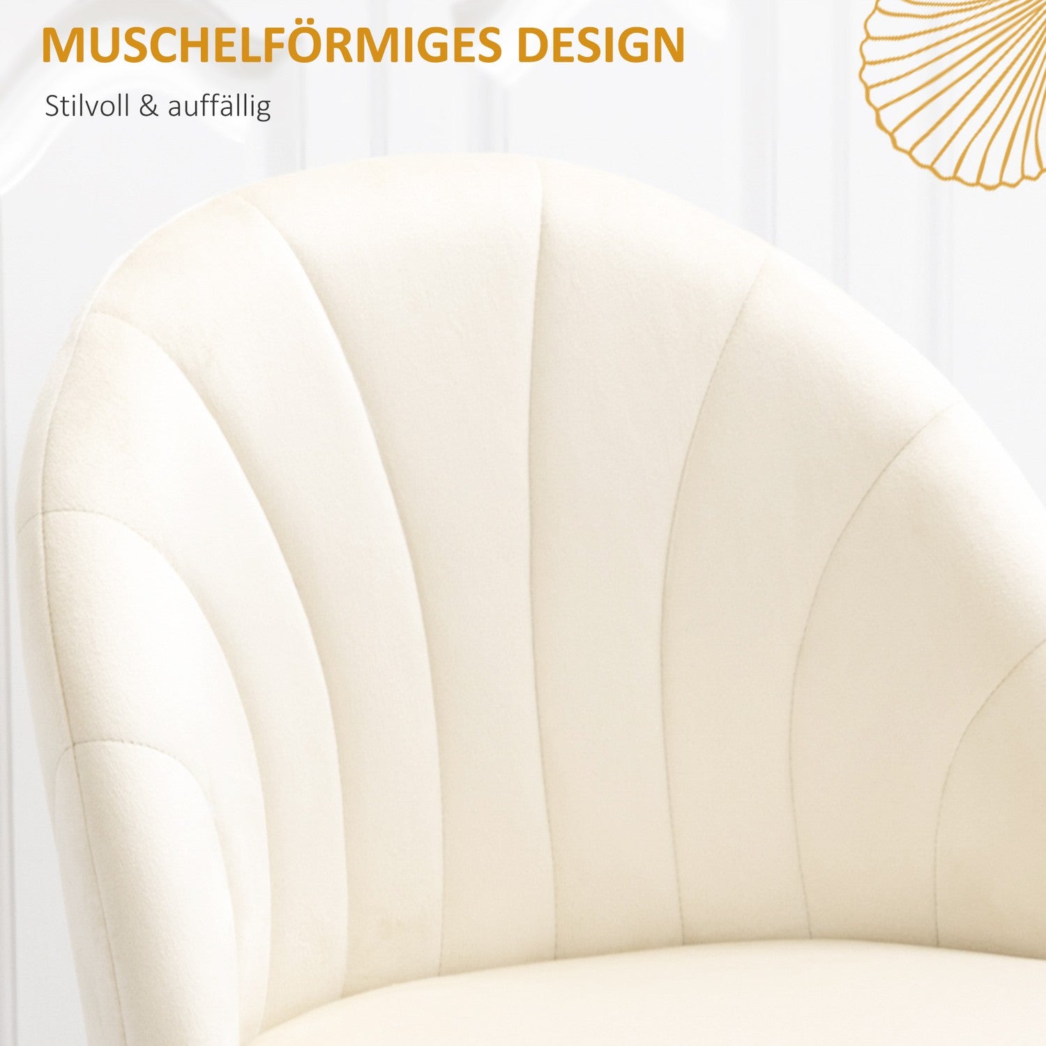 Set med 2 stoppade matstolar, Velvet Look, Cream