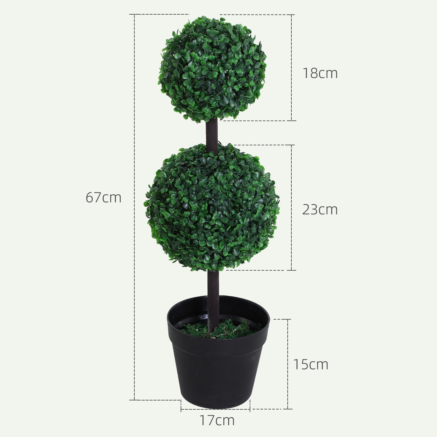 Sada 2 velkých 67cm umělých stromů se 2 koulemi