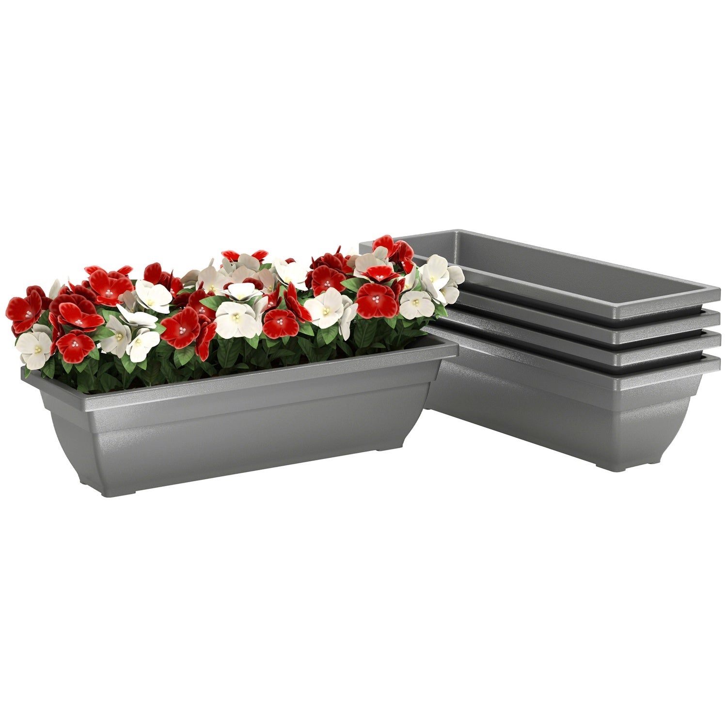 Set med 5 stapelbara väderbeständiga blomkrukor, 59x21x16 cm