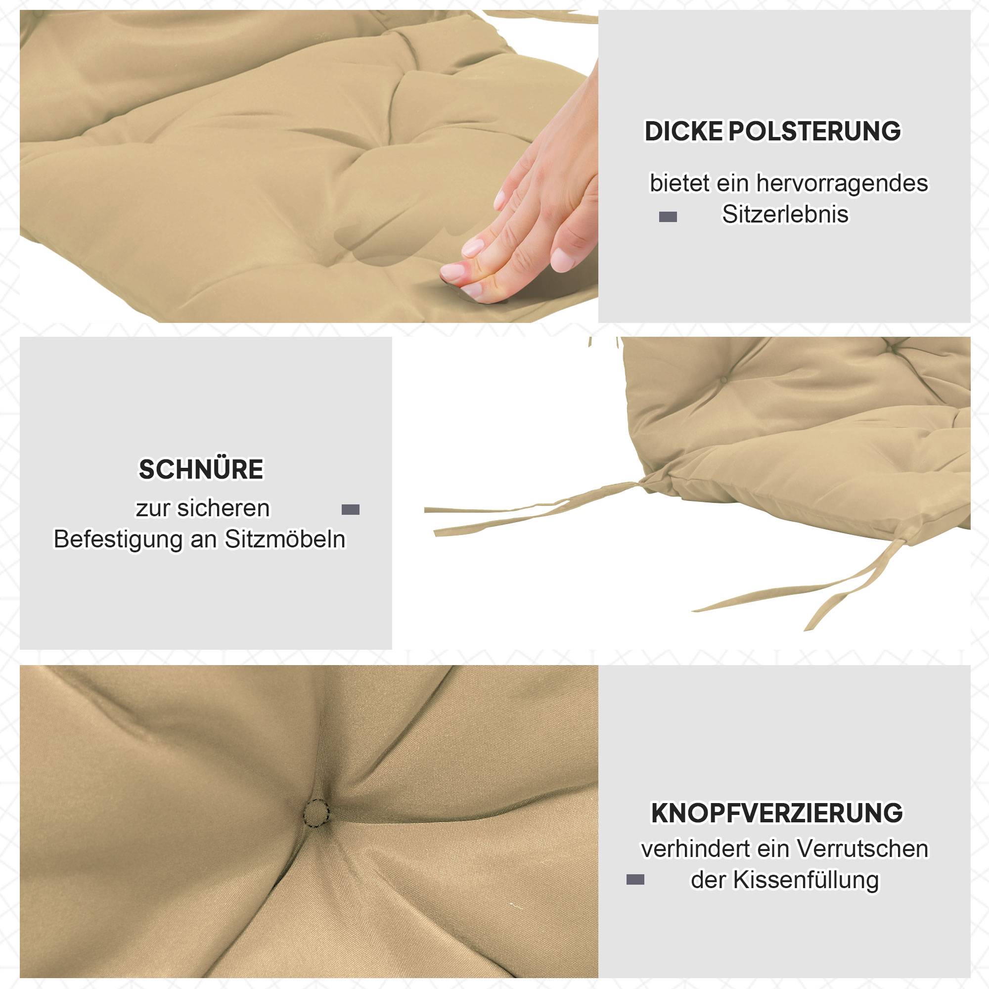 Set med dynor till utomhusstolar, 98x50 cm, kaki, 8 cm tjock