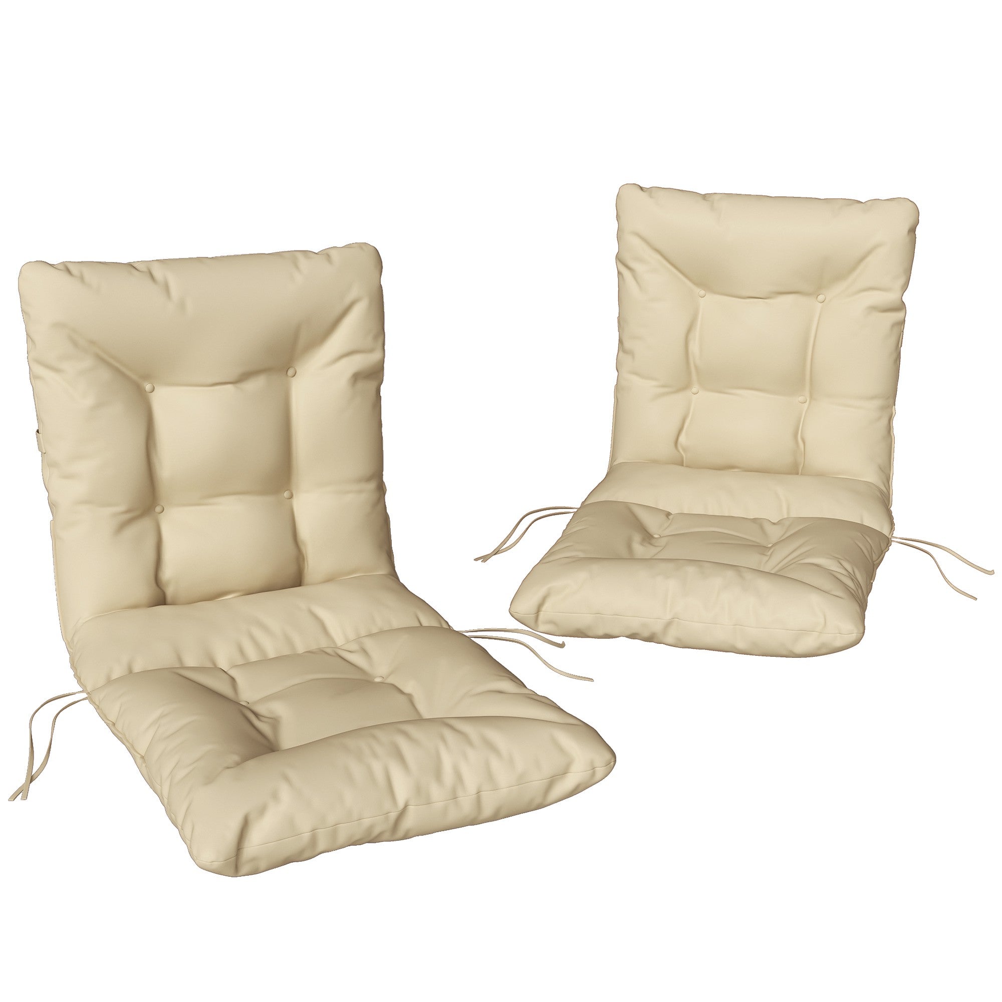 Set med sittdynor för utomhusbruk, 8 cm tjocka, beige, 120x50 cm