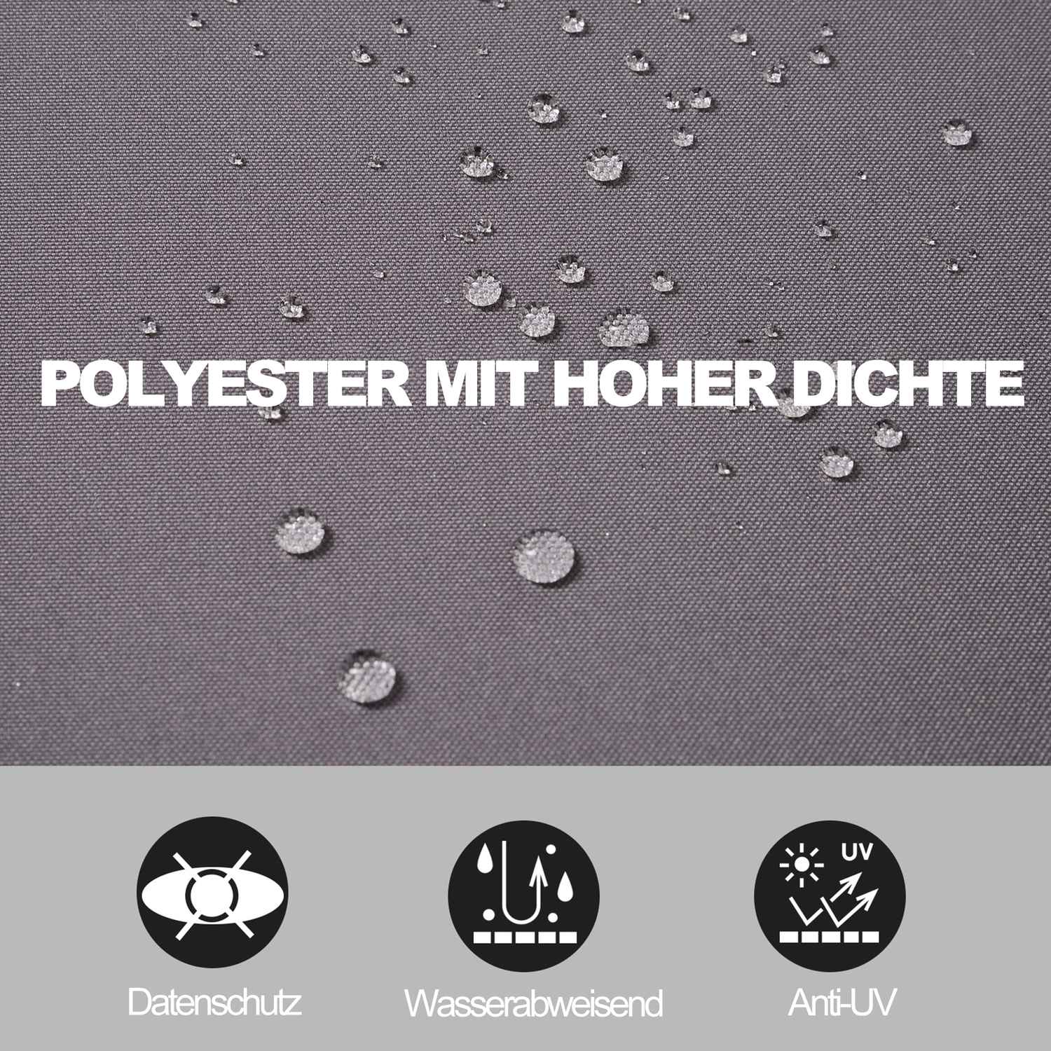 Sidomarkis i grå polyester för integritet och solskydd, 3x1,6m