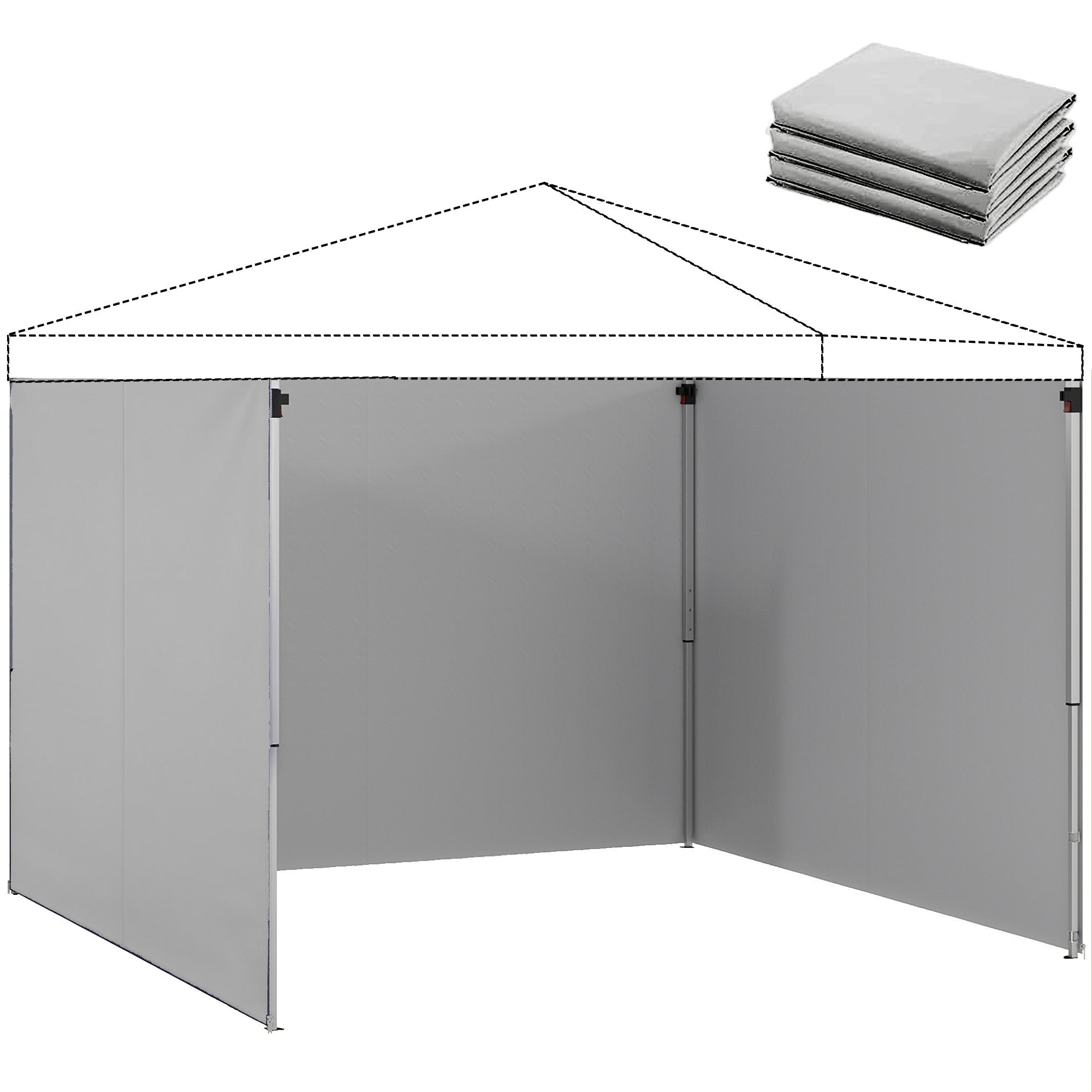 Sidoväggar till paviljonger, 3x3m, UPF 50+ Oxfordtyg