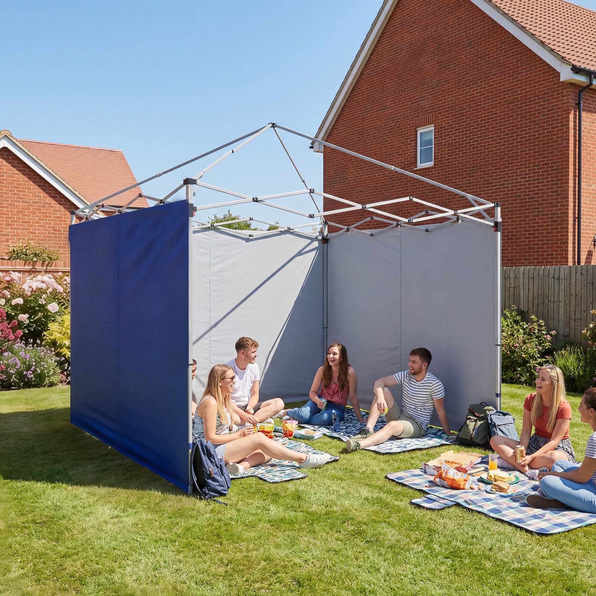 Sidoväggar till paviljonger, 3x3m, UPF 50+ Oxfordtyg