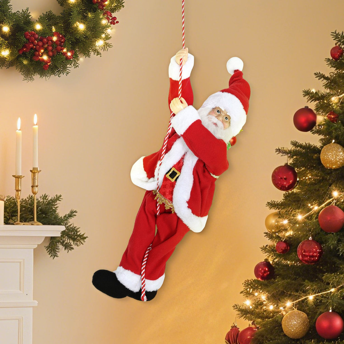 Zpívající lezecký Santa Claus, 60 cm, s dárkem a zvukem