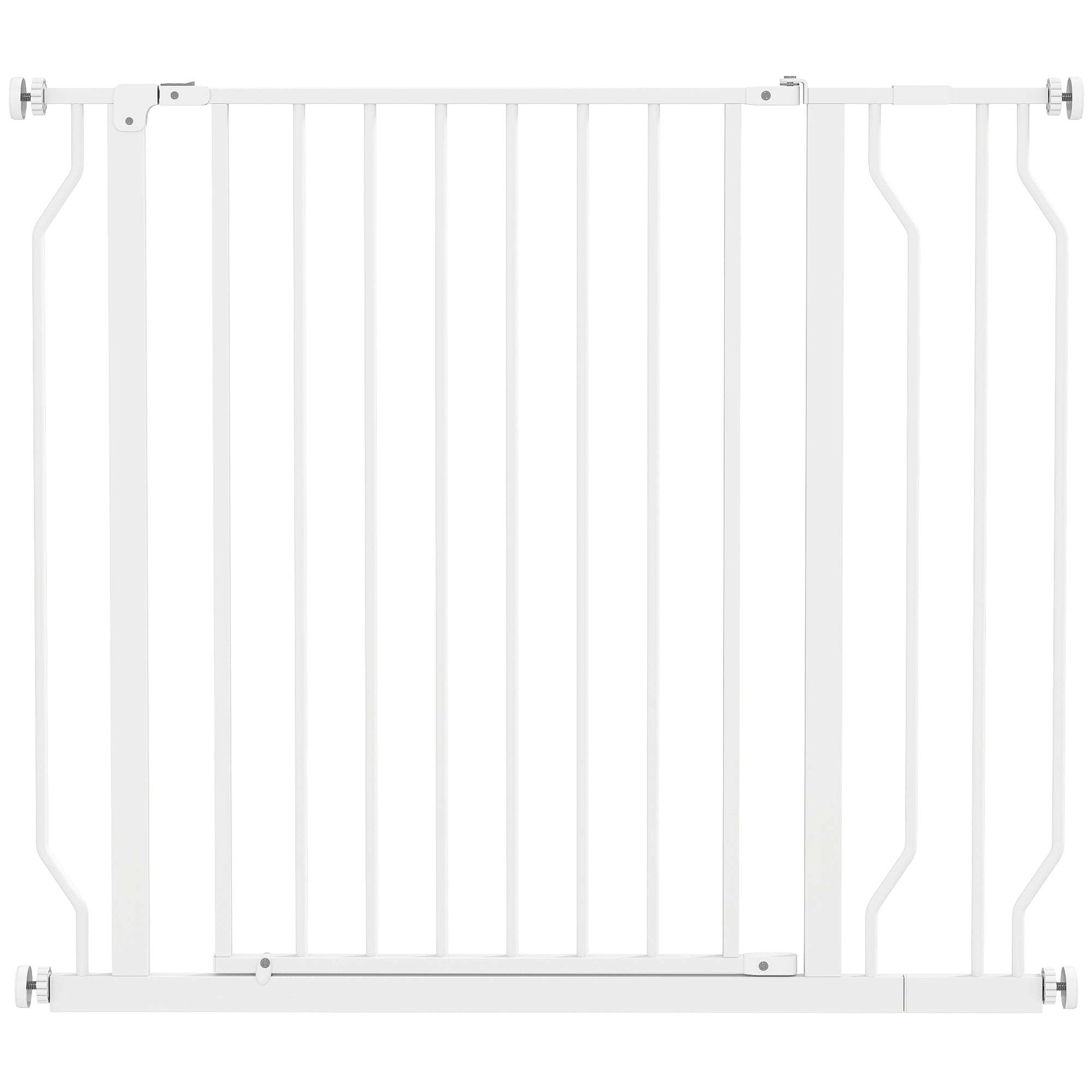 Säkerhetsgrind för husdjur, justerbar 75-95 cm, tvåvägsöppning, vit