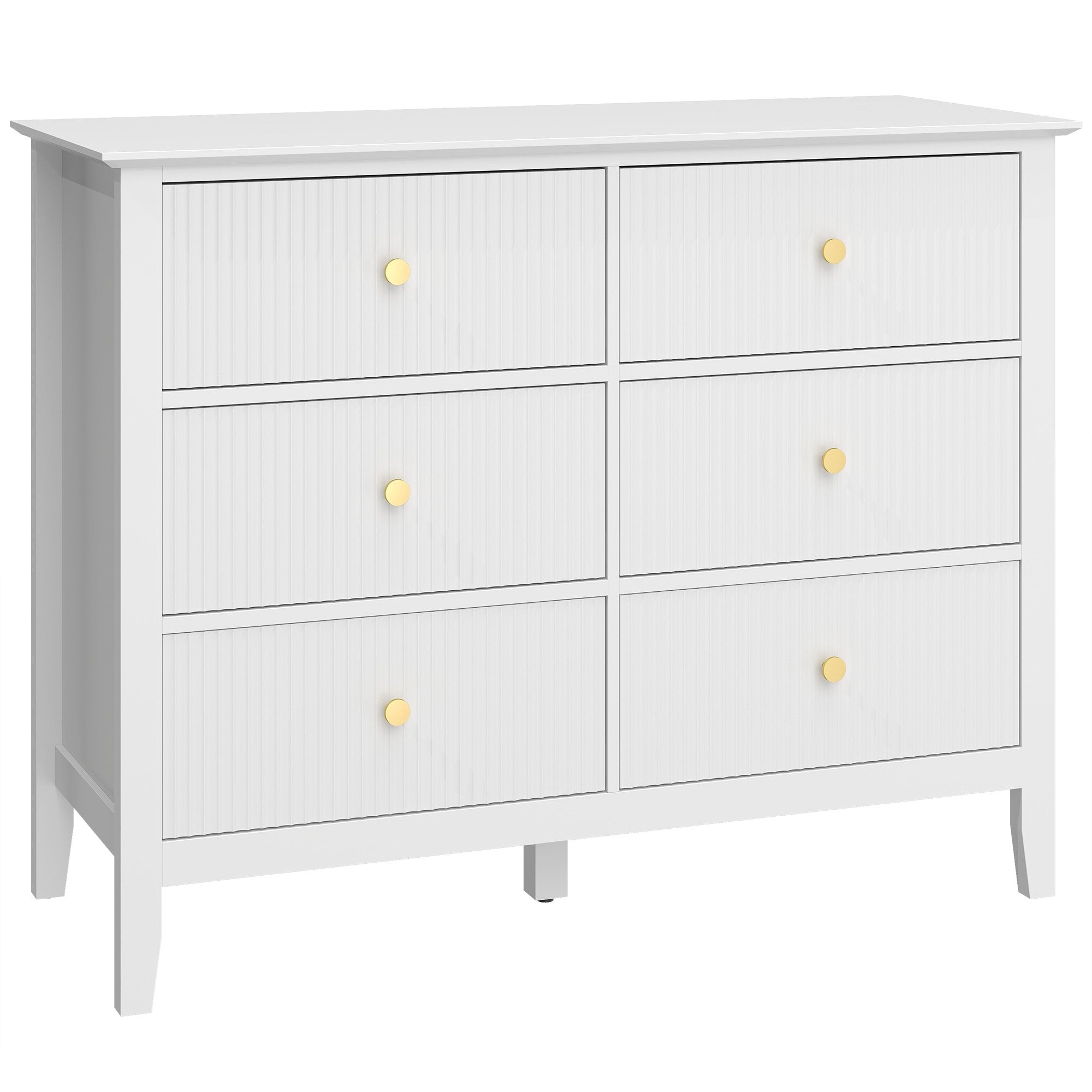 Skänk med 6 lådor, vit, 100 x 40 x 78 cm