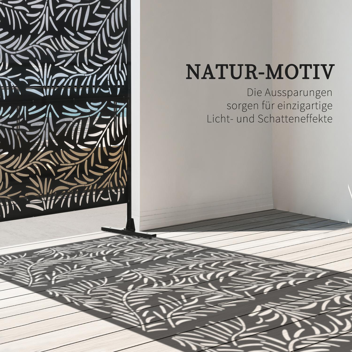 Skärmavdelare i stål – Willow Leaf, 122x198cm, Användning på uteplats