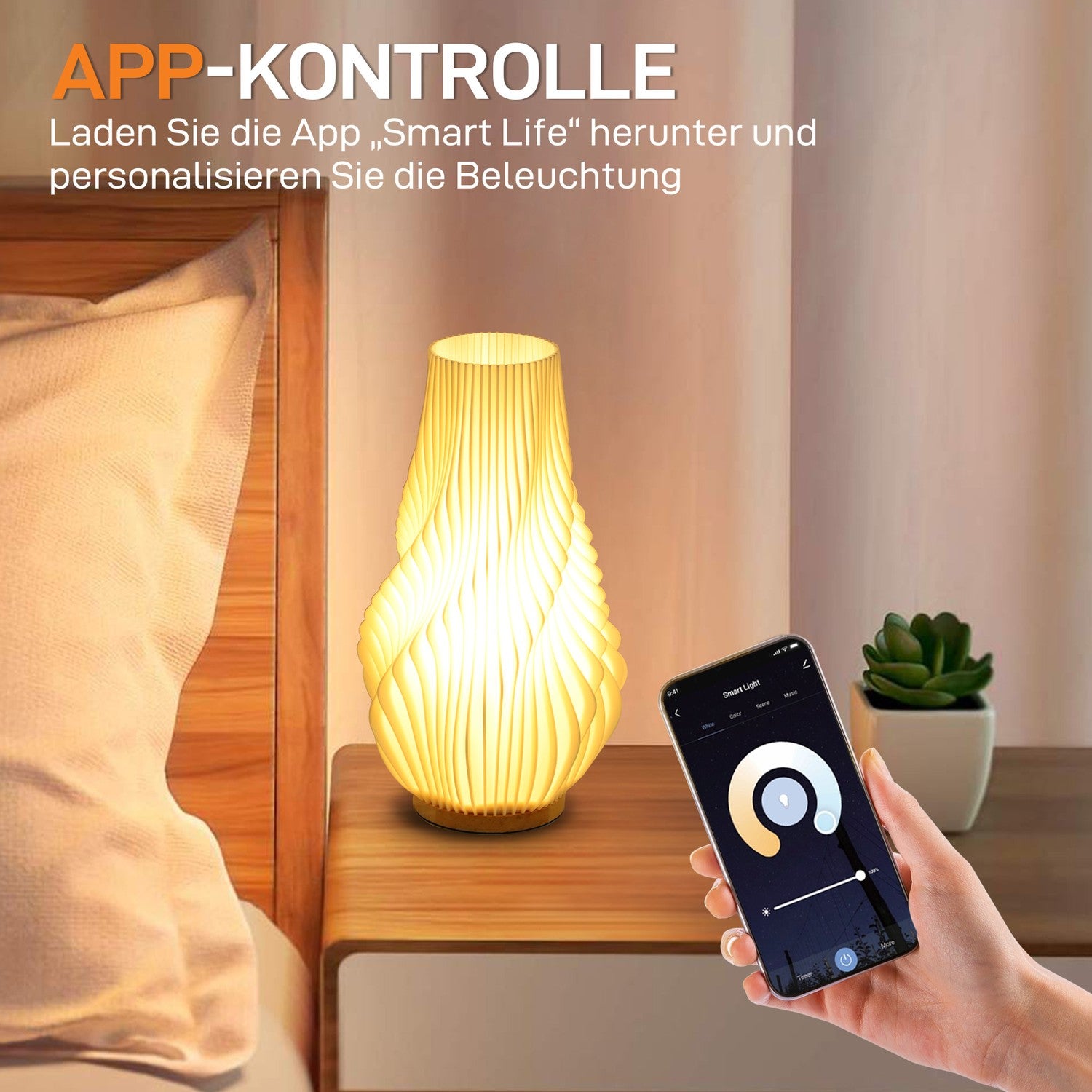 Chytrá LED stolní lampa – 3D květinové stínidlo, stmívatelná, chytré ovládání