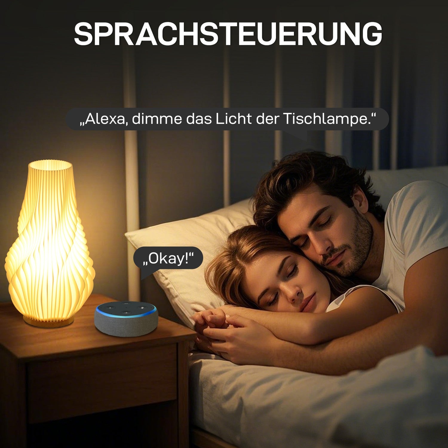 Chytrá LED stolní lampa – 3D květinové stínidlo, stmívatelná, chytré ovládání