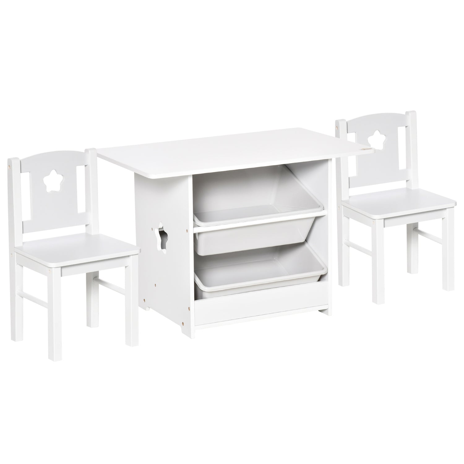 Småbarnsbord & 2 stolar, MDF, vit/grå